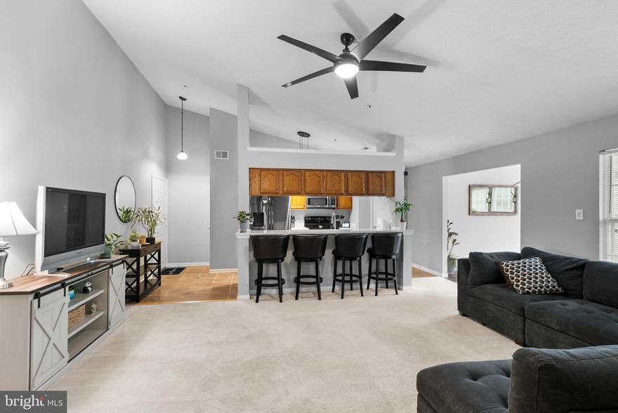 Welcome to this beautifully updated  rarely available top-level condo in the desirable Brentwood Manor community. This home features an open floorplan with soaring vaulted ceilings and a cozy fireplace and abundant natural light.  The kitchen is equipped with sleek quartz countertops, a large modern sink, stainless steel appliances, and a spacious pantry—perfect for any home chef. 
Enjoy peaceful wooded views from the bright sunroom dining area or step out onto the private covered deck to enjoy a cup of morning coffee.  The layout includes a generously sized secondary bedroom, a full hall bathroom, and a spacious primary bedroom with an ensuite bath and walk-in closet. Both bathrooms have been tastefully updated with modern finishes.
Additional upgrades include a new HVAC system, new washer, and  a newer dishwasher, luxury vinyl plank flooring in the sunroom, a new intercom system, and fresh paint. The in-unit laundry room includes a washer and dryer for added convenience.
This community offers low maintenance living with amenities such as exterior building upkeep, lawn care, snow and trash removal.  Ideally located just minutes from downtown Bel Air and close to I-95, MD-24, and US-1 for an easy commute.