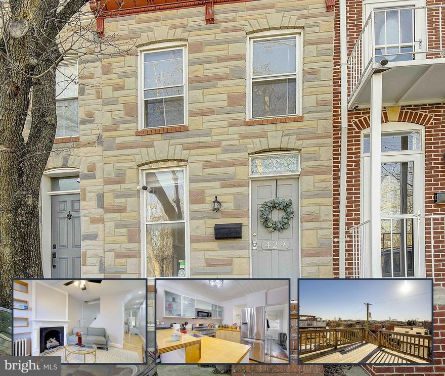 Welcome home! This rowhome captures all the Baltimore charm and historic detail in the perfect Federal Hill location on a quiet street! Freshly painted throughout!  Main level features abundant natural light, hardwood flooring, crown moldings, &  custom tin ceiling tiles! Warm & inviting  living room with built-in shelving opens to separate dining room, updated kitchen, mudroom/laundry room and access to the fully-fenced maintenance free backyard! The kitchen has been opened up and boasts stainless steel appliances, ample counter space (butcher block) and tons of cabinet storage! Upper level features 2 ample sized bedrooms including a master suite with an attached full bath, new carpet, and private access to the amazing rooftop deck with stunning city views- perfect for entertaining ! The added skylights allow for even more natural light to pour through! Unfinished basement has been improved and has tall ceilings, fresh paint, and is perfect for a home office! Highly desired location in Federal Hill within walking distance to Riverside Park, Locust Point, Inner Harbor, Cross Street Market, and various sporting events - Go O's and Ravens!!! Easy commute to I95 and the MARC Train. Notable updates include: Newer kitchen appliances, Ethernet cable, Roof/HVAC (2014), rooftop deck/slider/skylight (2015), water heater (2019), Upper level Carpet (2023), Fresh paint, and more!