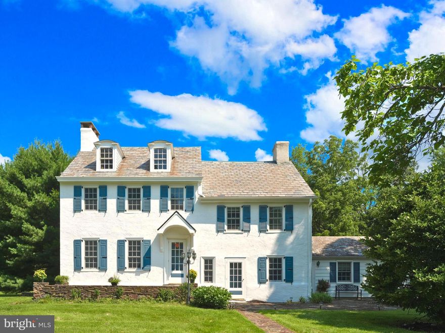 Recognized as one of the very first private residences in New Hope, with origins dating back to circa 1770, The William Kitchin House is a landmark amongst the Bucks County landscape. Strikingly regal and noteworthy, this property has undergone an extensive revitalization, now embodying the superb craftsmanship of Barley Custom Homes. Located just minutes from the center of downtown New Hope, PA, the property exclusively rests down a gated, private driveway in the most storybook, countryside setting. Upon entry, it is a joy to behold the beautifully refinished hardwood floors which exude rustic charm.  Experience modern luxuries within historic walls; the renovated gourmet kitchen is equipped with new stainless steel appliances, a 36" cast iron farm sink positioned within the center island, granite countertops, and an original wood-burning fireplace. The historic integrity of the space has been carefully and artistically preserved, creating an ambiance that lends itself to a modern, 21st century buyer. The oversized great room is truly grand by nature, with original built-ins, recessed lighting and a newly installed pellet stove. This memorable property, which was inducted into the National Register of Historic Places in 1985, will surely become a comfortable haven for gatherings amongst friends and family.  Ascend to the second floor where the primary bedroom suite has been meticulously redesigned, with two newly constructed closets as well as a luxurious bathroom with rainfall shower, dual vanity, new tiling, fixtures and lighting.  Additional property improvements which are important to note include the newly installed septic system, new well pump and tank, new underground electric service, new central air conditioning system, new plumbing fixtures, repointed flagstone patio and new driveway. Surrounded by the serenity of nature and enhanced by exceptional renovations, The William Kitchin House is the ultimate country retreat.  Positioned within the highly sought after New Hope Solebury School district, this bucolic estate is also located only four minutes from the heart of one of the most beautiful small towns in the United States! Indulge, in both the past and the present, at this brilliantly refreshed yet historically significant home. Come fall in love at The William Kitchin House.