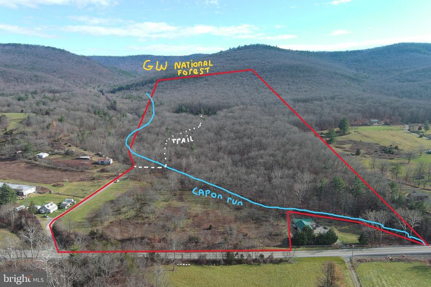 ENDANGERED SPECIES....79 UNRESTRICTED ACRES OF 100 % USABLE PRISTINE LAND WITH SO MANY FEATURES AND BENEFITS.....CAPON RUN FLOWS THROUGH THE PROPERTY YEAR ROUND WITH MULTIPLE WATERFALLS, YOU'LL HEAR IT BEFORE YOU SEE IT.....PROPERTY BORDERS THE GEORGE WASHINGTON NATIONAL FOREST, EXTEND YOUR HUNTING TERRITORY BEING ADJACENT TO 1.8 MILLION ACRES OF PROTECTED LAND.....MASSIVE MARKETABLE HARDWOODS COVER THE PROPERTY, A CHAINSAW HASN'T TOUCHED THIS LAND IN A GENERATION.....EASY ACCESS WITH FRONTAGE ON 2 PUBLIC ROADS, ONLY 20 MILES OFF INTERSTATE 81 AND 2.5 HOURS FROM DOWNTOWN DC, EASY DRIVE TOO.....ELECTRIC AND HIGH SPEED FIBER INTERNET ON THE PROPERTY......ENOUGH SEMI CLEARED LAND FOR SOME LIVESTOCK....LAND LAYS GREAT, WALK FROM TOP TO BOTTOM WHETHER YOU'RE IN GOOD SHAPE OR BAD......GOOD INTERNAL TRAIL SYSTEM FOR ATV'S OR IMPROVE INTO A DRIVEWAY LEADING TO HIDDEN FIELD IN DEAD CENTER OF THE PROPERTY, BUILD HERE FOR MAXIMUM SECLUSION. SO MANY POSSIBLITIES; DEVELOPMENT POTENTIAL, CAMPGROUND OR GLAMPGROUND, AIRBNB VILLIAGE, ETC.... AN OVER USED PHRASE APPLIES BUT THIS PLACE LITERALLY "HAS IT ALL" WOODS, WATER, FIELDS, VIEWS & LOCATION. I DIDN'T KNOW PROPERTIES LIKE THIS EXISTED UNTIL I SAW THIS ONE......YOU WON'T MAKE IT 50 YARDS IN AND YOU'LL BE IN LOVE. AFTER 20 YEARS AND 10'S OF THOUSANDS OF ACRES SOLD, THIS ONE IS IN MY TOP 10 FOR WOODED ACREAGE PROPERTIES. COME SEE FOR YOURSELF AND BRING YOUR CHECKBOOK, IF YOU LET THIS ONE GET AWAY, YOU'RE GONNA REGRET IT TO THE GRAVE!