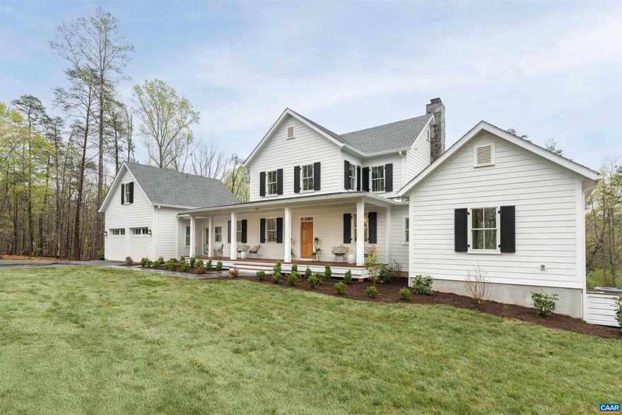 Brand new custom farmhouse in Ivy. Nestled on 2-acres off a friendly, quiet street, with no through traffic, 15-min to UVA, and Murray Elementary/Western Albemarle school pyramid. This classic farmhouse features a beautifully designed floor plan with a focus on modern living. Walk up the bluestone walkway to the classic front porch, open the Douglas Fir front door to an oversized foyer that welcomes you to an open layout. The chef?s kitchen features gorgeous inset cabinets, Aegean Marble counters, a 36" Kitchen Aid Gas Range with custom hood, and built in Kitchen Aid french door refrigerator. The island offers a great space for entertaining while overlooking the dining space and living room with 42" wood burning fireplace. Down the hall find a first floor primary bedroom oasis and a spa-like bathroom that includes a frameless glass shower, deep soaking tub and oversized double vanity. Off the kitchen is an oversized laundry room, a gracious mudroom with custom built-ins, and stairs that lead to a finished room over the garage with full bath, ideal for an office or private guest suite. Upstairs offers gorgeous hardwood floors, 3 comfortably sized bedrooms, 2 bathrooms (one ensuite), and a loft ideal for work or play.,Granite Counter,White Cabinets,Wood Cabinets,Fireplace in Living Room