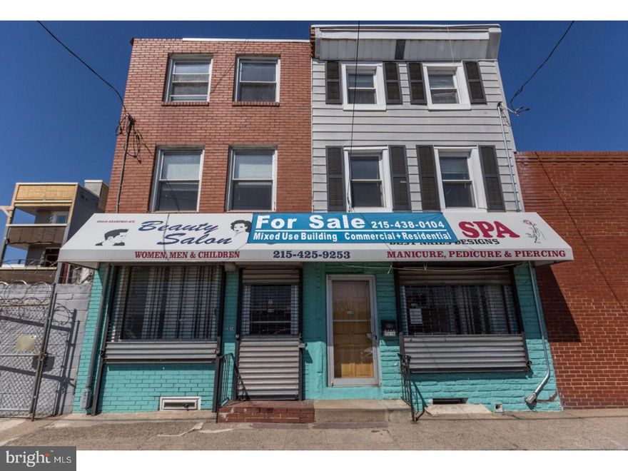 A very unique 19125 opportunity for a Double Commercial Mixed Use property. Potential for 2 commercial units on the 1st floor with 2 entrances and access to a large basement with storage and washer and dryer and there is a 3 bedroom bi-level 2 bath apartment on the 2nd and 3rd floors. Possibilities are endless here for a variety of end users for home business or investment purposes. The features of the first floor include tile flooring a 1/2 bath and a variety of lighting such as commercial, recessed and decorative fixtures. The 2nd floor has a full kitchen, storage, and the 3rd floor has 3 bedrooms with 2 full baths. There is a variety of flooring including hardwood, tile, and vinyl materials. The apartment is very large and includes the dimensions of both properties. New and upgrade electrical system throughout and forced air and radiator heat. We welcome your visit to appreciate the scope of this property.