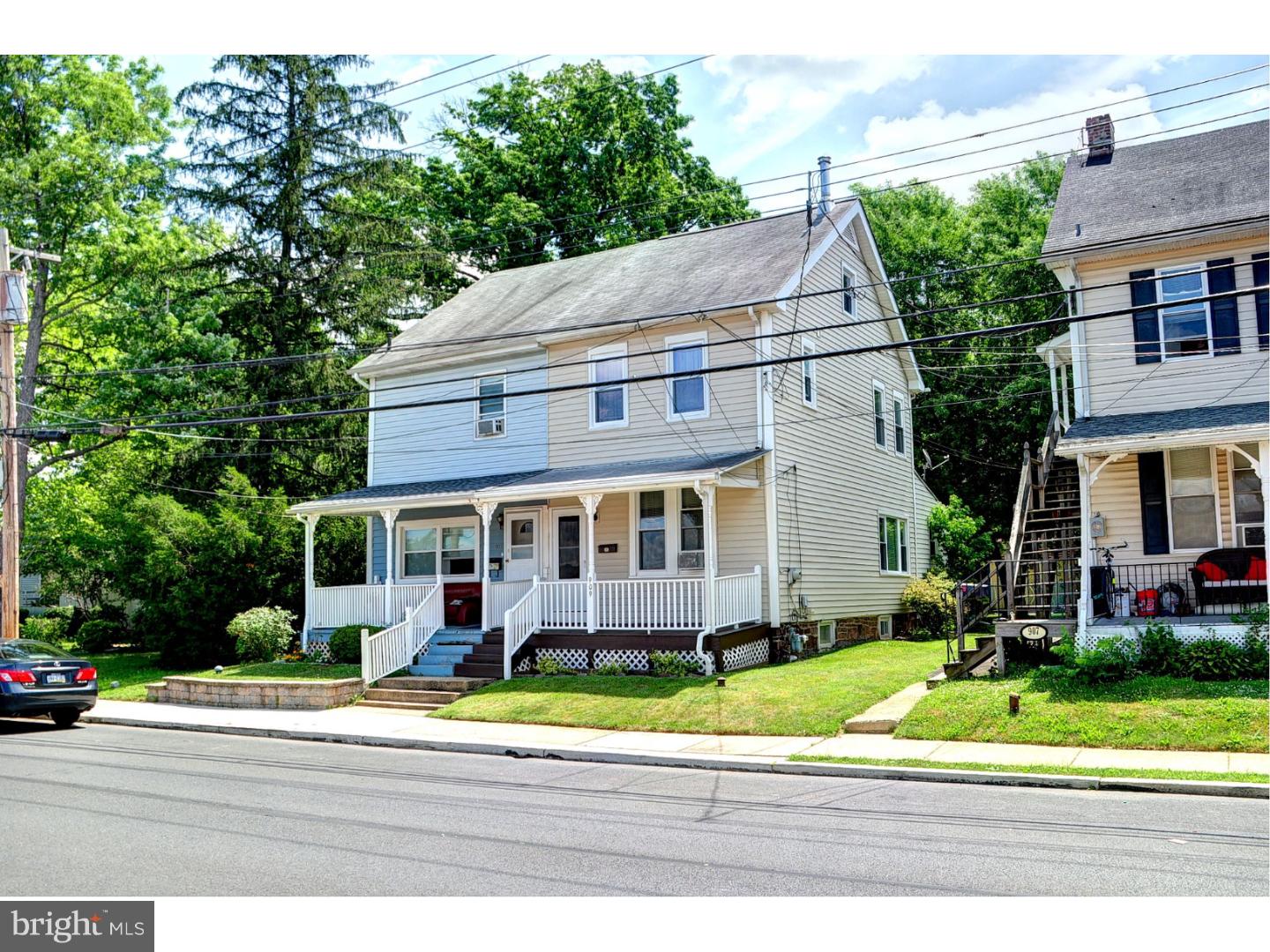 Sweet twin with stylish decor and lovingly maintained in Lansdale Borough. Enter through a freshly painted covered front porch into a spacious living room. Beyond the living room is a dining room with a triple window and newer laminate flooring. The eat-in kitchen has ample counter space, recessed lights, gas cooking, and newer linoleum flooring. The rear yard is fenced and offers a patio, storage shed, and off-street parking. Two upstairs bedrooms also have newer laminate flooring. The hall bath has tile flooring. From the master bedroom, steps lead to a nicely finished attic with knee wall storage and recessed lights. The basement has been professionally waterproofed with a transferable warranty. Fresh paint, warm neutral decor, 6 panel doors, and move in ready!