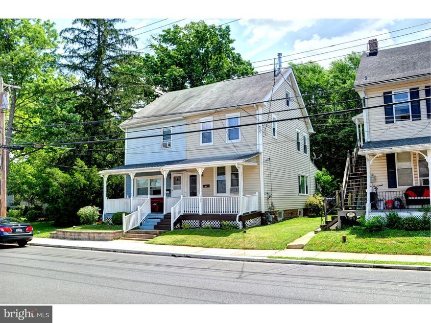 Sweet twin with stylish decor and lovingly maintained in Lansdale Borough.  Enter through a freshly painted covered front porch into a spacious living room.  Beyond the living room is a dining room with a triple window and newer laminate flooring.  The eat-in kitchen has ample counter space, recessed lights, gas cooking, and newer linoleum flooring.  The rear yard is fenced and offers a patio, storage shed, and off-street parking. Two upstairs bedrooms also have newer laminate flooring.  The hall bath has tile flooring.  From the master bedroom, steps lead to a nicely finished attic with knee wall storage and recessed lights.  The basement has been professionally waterproofed with a transferable warranty.  Fresh paint, warm neutral decor, 6 panel doors, and move in ready!