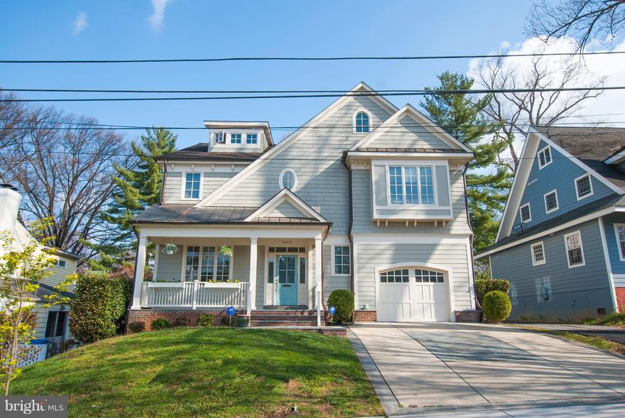 LOCATION LOCATION LOCATION!! Fabulous Home with 6 BR 5FB.  Four Levels! Main level incl LR,DR and Family room that opens to large kitchenw/ top of the line appliances. Owner's Suite w/ balcony & luxury BA, finished attic w/ 2 rooms & bath, huge lower lvl w/ BR and FB. Front & back Porches, level yard & attached garage. Excellent Downtown Bethesda Location. Close to Metro, Shops, and Restaurants.