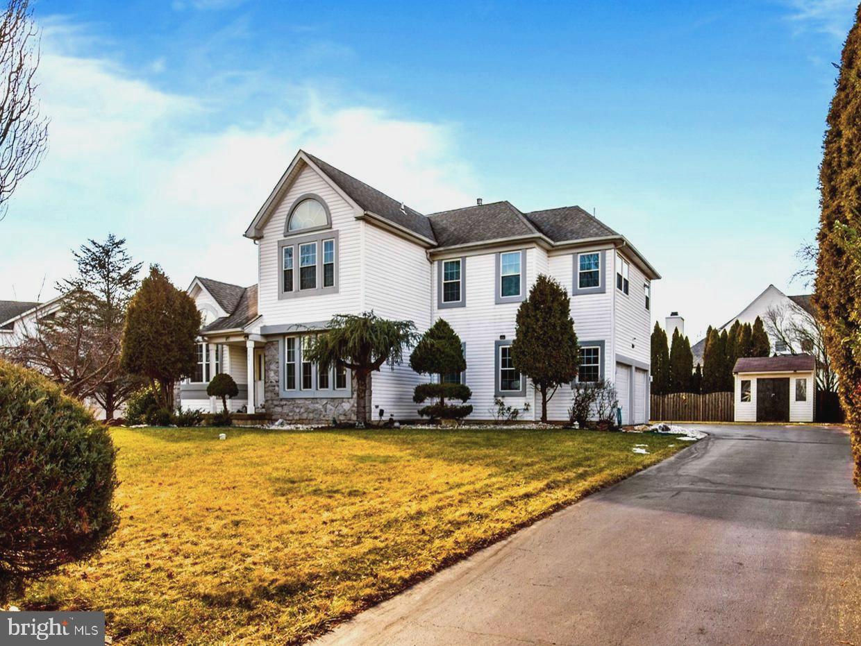 Welcome to this lovely 4 bedroom 2.5 bath contemporary home on a cul-de-sac location at Woodfield Estates. Enter to a grand foyer featuring beechwood hardwood flooring with stately decorative columns. To the right of the entry is the dining room with inlaid carpet, newer front double side windows. To the left of the entry is the living room with newer front windows. The u-shaped kitchen has upgraded raised panel cabinetry, granite eating countertops, tile flooring , newer stainless-steel appliances, a large pantry and a generous sized breakfast room. Overlooking the kitchen is the family room with triple large windows, two side windows in between the fireplace perfect this winter and a sliding entry/exit door to the backyard deck. On the 2nd floor you will find a master suite with a tray ceiling, large sitting area, an oversized walk-in closet and an upgraded bathroom with soaking tub, stall shower, and a toilet closet. Finishing the 2nd floor are three generously sized bedrooms with sunny windows, ample closet storage and a remodeled hall bathroom. All bedrooms are equipped with ceiling fans. Fully finished basement includes a bar with a full size refrigerator, a room for tv, game or storage. Laundry includes washer and dryer that leads to a two car garage with automatic garage door openers. Additional updates; newer front windows, window screens, roof installed 2015, newer water heater, and a/c & heating system installed 2015. Rear concrete deck and a pavilion is perfect for summer cookout and drinks. In addition to award winning Central Bucks Schools, this stunning home is conveniently located and provides easy access to major roadways and shopping areas.