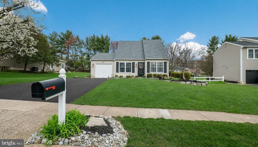 Fall in love with this sparkling,UPDATED Cape Cod in desirable Lindenfield!  Walk to North Branch Park or walk the new Lindenfield Parkway Trail! Filled with natural light, this sweet home will  "Wow" you!  The HUGE Kitchen features stunning Veneer Stone Detail and a LARGE ISLAND for all to gather. The Gourmet Kitchen is OPEN to the Dining Room giving you lots of space for entertaining. The Updated Kitchen features Newer Stainless Appliances, Butcher Block Countertops and Sliding Doors leading to the Bluestone Patio with a veneer Stone Wall and Lush Backyard. Relax under your Awning on a Spring Day and enjoy your very own POND that even has a Bullfrog! Just off the Dining Room is a cozy Family Room that invites you to unwind and relax. There is a Convenient FIRST FLOOR Bedroom/Office with a Bay Window, Built-ins, and a crisp white Updated Powder Room. The Attached Garage is conveniently located just off the Dining Room making it easy a breeze to bring groceries straight into the Kitchen. Upstairs, you'll find two generously sized bedrooms with charming decorative molding and a full bath—perfect for creating a cozy retreat or a stylish guest space. The Primary Bedroom includes a Walk-in Closet offering plenty of space for extra storage. The Upstairs Laundry Room is located just off the Full Bath making everyday chores a breeze. Mature landscaping and the backyard "oasis" give you lots of space for outdoor living and entertaining! Ideally situated near Peace Valley Park, Chalfont Borough, Historic Doylestown and Montgomeryville. This is the charming home you've been looking for, with beautiful outdoor spaces that are perfect for relaxing!  ****Professional photos will be uploaded tomorrow.
