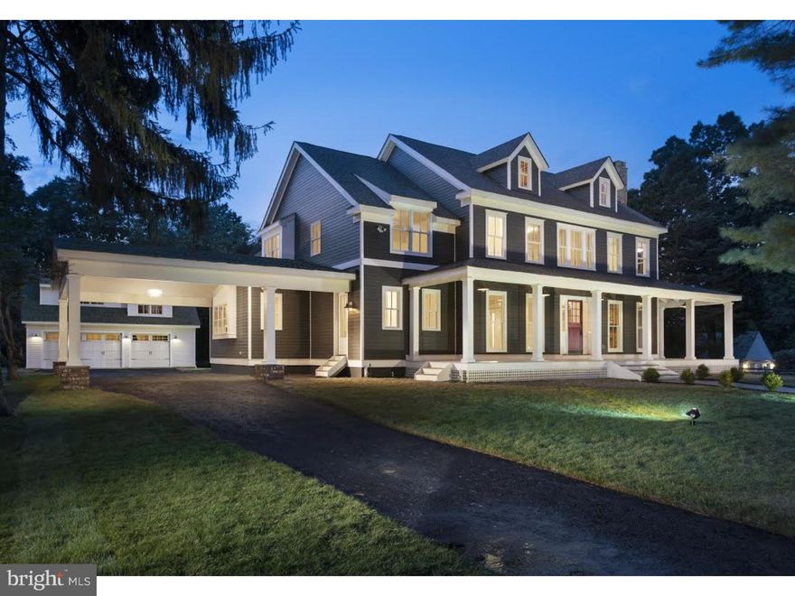 THE NEW AMERICAN FARMHOUSE, by Builder Mark K. Weiss and Architects Mcintyre-Capron, celebrates an enduring Classic American Home style by blending the best of old and new. HISTORIC TRADITIONAL ELEMENTS of architecture such as Wrap-Around Porch, Porte-Cochere Entrance, and Detached Garage are combined with an up-to-date, innovative floor plan.   FINISHES have been carefully selected to serve a turn-of-the-century charm, but with decidedly modern appeal. HEIRLOOM quality property is located a stone's throw way from the Main Line's hottest town of Wayne....and the shopping mecca of King of Prussia. Home site consists of a wide and deep 1.35 acre lot - capable of accommodating pool and tennis court.