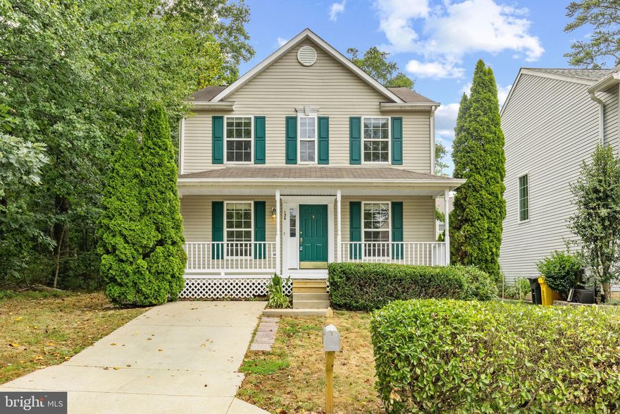 Nestled at the quiet end of a cul-de-sac with woods beyond, this charming three-bedroom, three and a half bathroom Colonial offers a welcoming front porch and a perfect blend of comfort and convenience. 
The main level features a bright living room and a formal dining room adjacent to the kitchen. The well-appointed kitchen boasts an island and ample cabinetry, opening up to a cozy family room with sliders that lead to the deck.  Upstairs, you’ll find three bedrooms, including the primary suite with dual closets and an ensuite bathroom featuring a double vanity, soaking tub, and shower. The upper level is completed by a full hall bathroom with a shower/tub combination and a convenient upstairs laundry area.  The basement level is ideal for a recreation area, offering plenty of storage space and a full bathroom with a shower.  Step outside to a fully fenced backyard with a spacious deck, perfect for outdoor entertaining. This home is perfectly sited for privacy, with a side yard backing to the woods.  Enjoy the close proximity to the Grande View Park playground and the convenience of being located with easy access to DC, Baltimore, Fort Meade, schools, shopping, and restaurants. Deadline for offer submission has been set for 12 pm EST Sunday 7/28/24.