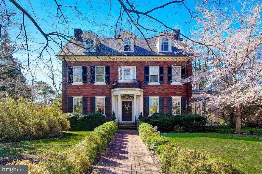 This home offers the beauty & elegance of a historic home with all the amenities for today's lifestyle, such as 2nd fl laundry, all updated baths & kitchen. Architectural features abound from ext portico, leaded glass door surround, center hall w/open staircase to 3rd floor. LR/DR have plaster crown moldings, French Doors to side porch, black marble FP surround. Lovely flower gardens, fountain, large patio. Great for summer parties.