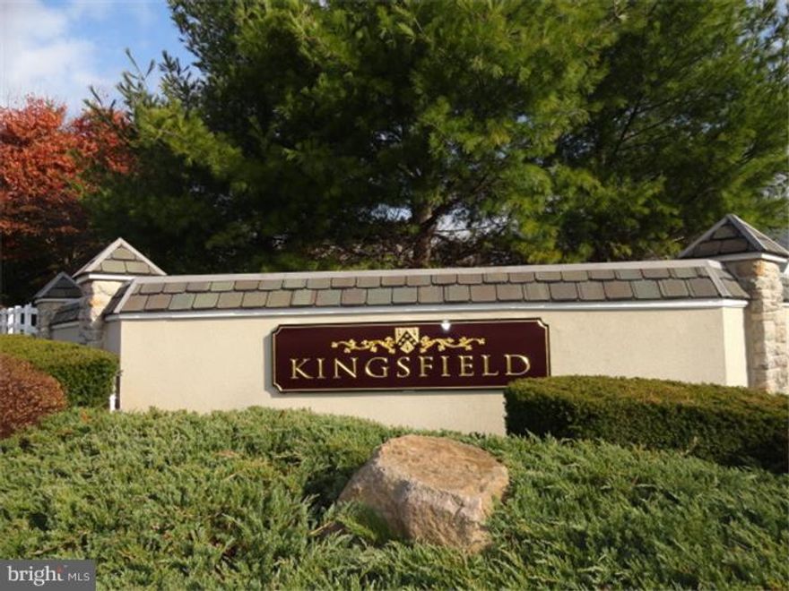 One story living at its finest in sought after 55 + community in Franconia Township. Kingsfield Community offers easy living in great location. This home sits on one of the BEST lot. Single brick front home w/2 car garage, open lot with scenic views. Enter into 2 story foyer leads to large fully equipped kitchen with 42 in cabinets,Corian counter tops,double sink and bay window to enjoy the view. The formal Dining room features large window, celing fan and two coat closet. Family with gas fireplace, vaulted ceiling,plus Hardwood floors in entry, Din rm and Family rm. Sun room with lots of natural light,w/ ceiling fan & carpeting.First fl master bedroom, tray ceiling, double walk in closets, master bath w/ jacuzzi tub & shower. 2nd bedroom also has walk in closet, ceiling fan, Hall bath w/ceramic tile floor. 1st floor laundry w/ sink & utility closet. Second floor features, 3rd bedroom, Full bath,loft area, plus lots of storage. 2 car attached garage, plus alarm system newer hot water heater. This outstanding home has it all.