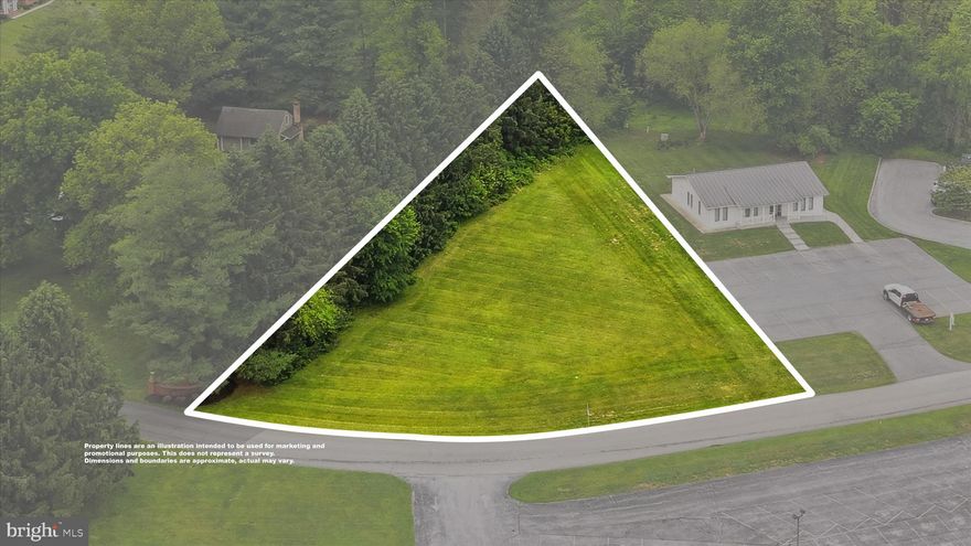 Level commercial building lot situated just a half mile from I-81. This nearly 0.6 acre lot is well suited for office, retail, or medical uses. Deeded restrictions limit construction to 1-story commercial buildings. Public sewer available. Located near many existing homes and also new homes being built.