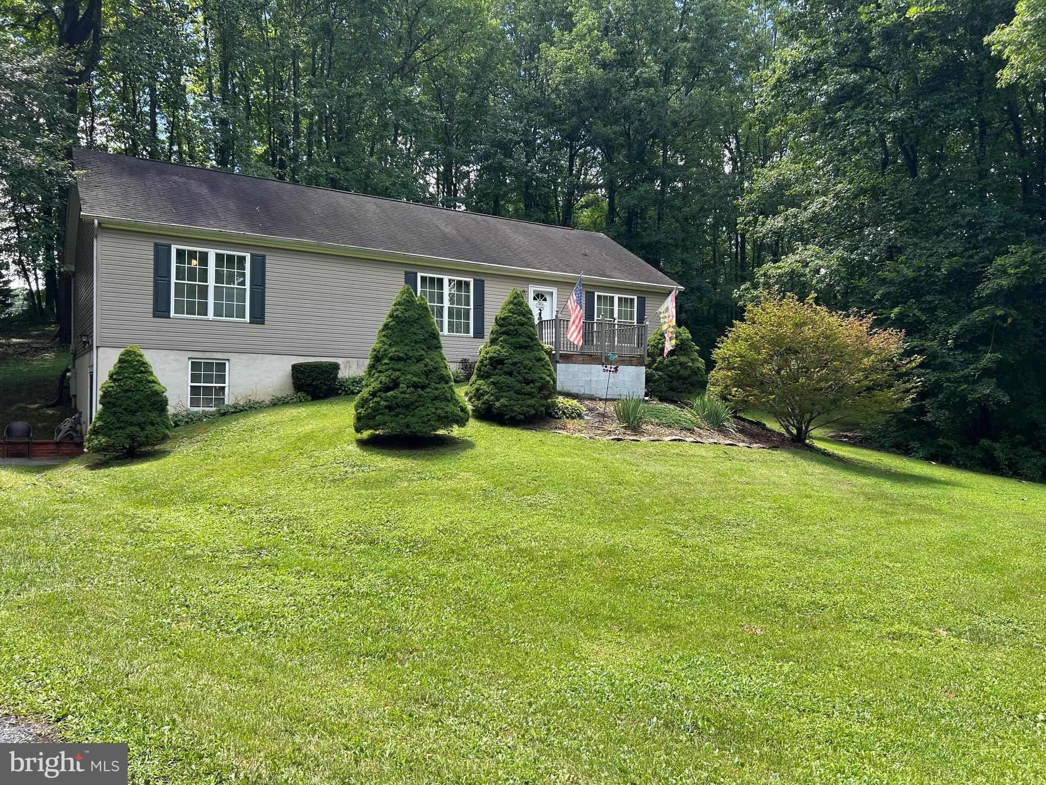 Owings, Calvert County - Great northern location within 1-hr to DC, Annapolis, Waldorf, and several military bases. Absolutely NO COVENANTS OR RESTRICTIONS. Home has 3 bedroom and 2 full baths. Master bedroom and one full bath is at one end of the home and the other two bedrooms and second full bath are at the other end. Nice large kitchen with dining area and patio doors to rear yard. Your living room has a perfect view of the large private treed 1.5acre lot. The unfinished basement lends itself to multiple opportunities. There is also a 1.3acre lot behind this property that is available and could be combined to make a very nice, private 2.8acre parcel. Ask for details