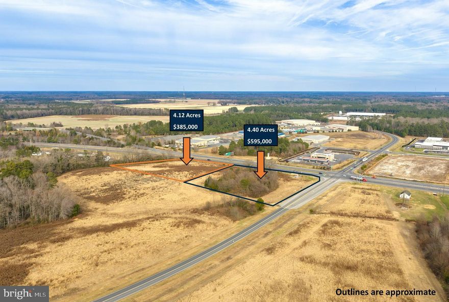 Two pad sites available at the intersection of Route 50 and Naylor Mill Rd on the west side of Salisbury. The parcels can be purchased together, or separately (4.4 acres and 4.12 acres). The parcels are located in the County and have approved perc tests. Access to the properties will be off of Naylor Mill Rd. Conveniently located adjacent to the Rt 50/Rt 13 interchange, the parcels are opposite of the Westwood Commerce Park and are situated in an area that is rapidly growing, both commercially and residentially. Parcels can be purchased together or separately. This is a high traffic location at a lighted intersection with fantastic exposure along Rt 50 Business.