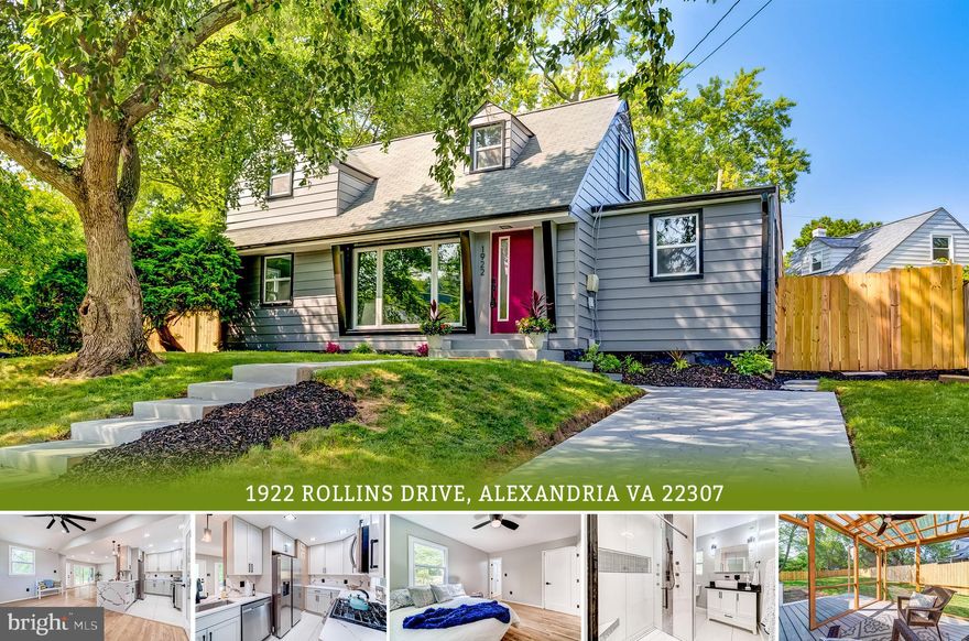 It's too good to be true- the price must be a typo??  
Single Family Detached Home, NO HOA, with main level bedroom with en suite bathroom, fully fenced big back yard, primary suite, hardwood floors, BRAND new gorgeous kitchen, wet bar, and adorable screened in porch. Did we mention off street parking?  This is the one!

This home was carefully and tastefully updated and is the perfect investment for you if you are ready to leave behind shared walls or if you are looking to downsize from the responsibilities (and taxes) of a large home. 
The neighborhood is a quick drive to the Beltway, Huntington Metro Station, Old Town Alexandria, and the GW Parkway and Potomac River. 

Cape Cod style home with new windows (2023) and appliances (2023), quartz countertops and soft close cabinetry, cedar closets, new full size washer/dryer (2023) beautiful neutral paint colors, main level primary suite with custom closet, kitchen pantry, oversized bay window, recessed lighting, composite decking, coat closet, and newly paved driveway. The main level en suite bathroom has a body spray shower feature and exquisite tiling.  The main level features a guest half bath with laundry hidden by a barn door.  Ready for you to move right in!