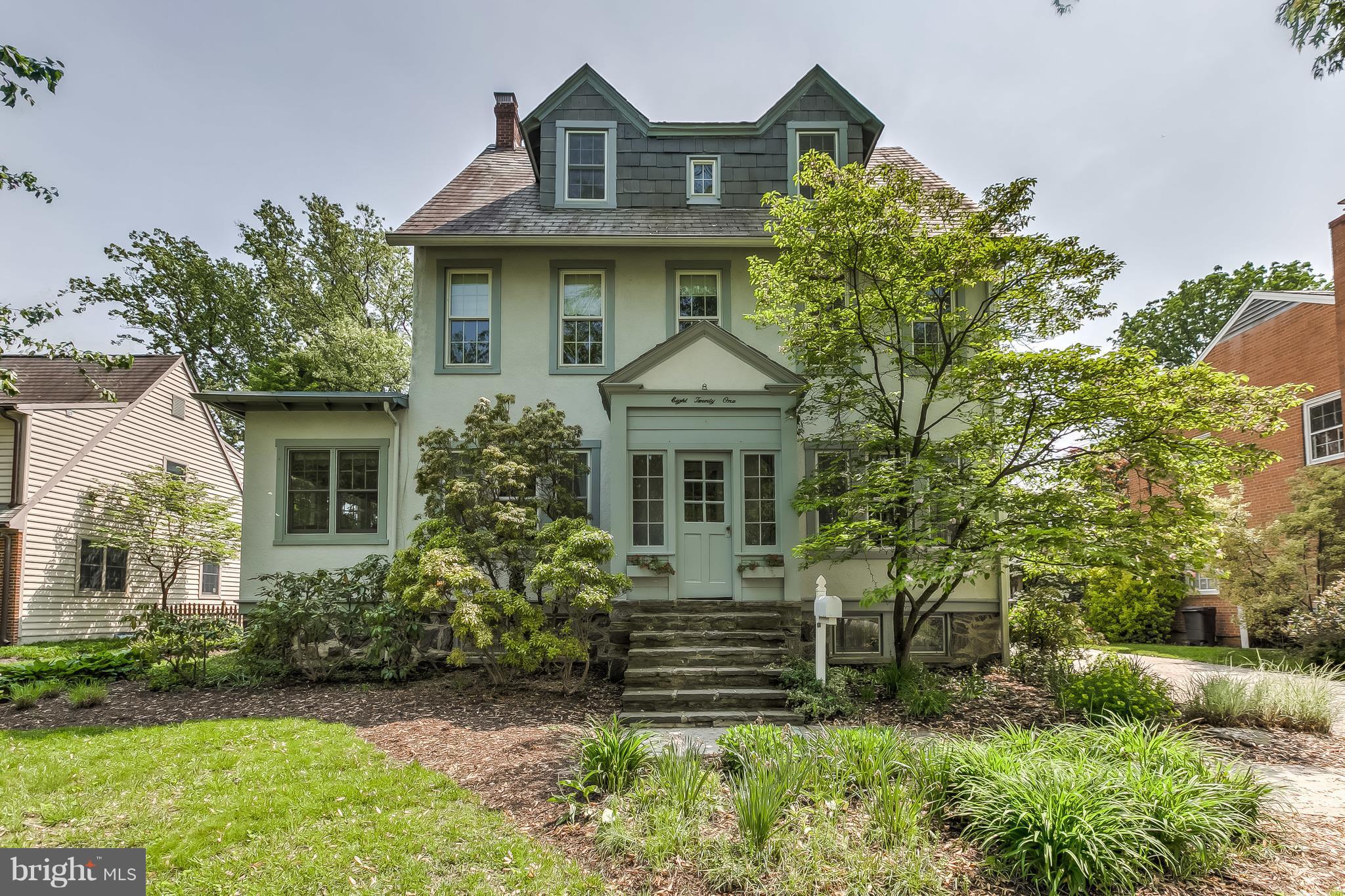 OPEN SAT 6/16. 1-3PM Exceptional and one of a kind home in the heart of Stoneleigh. 10 ft ceilings. 4 sets of French doors. 5 BR/ 3.5 baths, 3400 sf of gorgeous living. Wood floors thru out. Updated windows galore, perfect for overlooking great landscaping. Stunning kitchen w/granite counters, stainless appliances. 1st floor laundry. Large FR/breakfast room addition w/LL rec room newly finished.