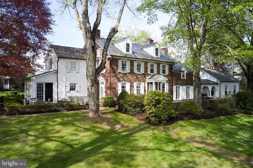 If you are seeking a true Bucks County Estate rich in history and elevated for todays living, then this is it! Overlooking picturesque Cabin Run Creek and bucolic farmland this Bucks County estate dates back to Circa 1785, a rare offering— restored and expanded set on over 12.5 acres of rolling and open land on a postcard setting! At its heart is a magnificent 4 bedroom stone farmhouse, where original character meets refined country living. Rich with exposed stone walls, antique beams, and bespoke craftsmanship, the home opens to a series of inviting outdoor spaces—stone terraces, a walled courtyard, a serene pool setting and gardens bordered by dry-laid stone walls throughout. Ancillary structures include the main barn with radiant-heated, finished lower-level barn currently used as an entertaining and office retreat , but would also make a signifiant studio space for an artist, designer or can easily be converted back to a working barn with Dutch doors that open to pastoral views. Endless possibilities, with kitchen and full bath. Additionally a separate oversized 3 car garage with 2 bedroom, light and airy full service carriage house. An additional 24+ acre parcel—unpreserved with its own separate road access is available for purchase. This land offers remarkable potential for equestrian pursuits, farming, pasture, or the creation of a second residence. A setting of rare beauty and privacy, this is more than a home—it is a generational estate in one of Bucks County’s most picturesque valleys. Close to Philadelphia, Doylestown and close proximity to all amenities and I 78. An impressive Country Estate!