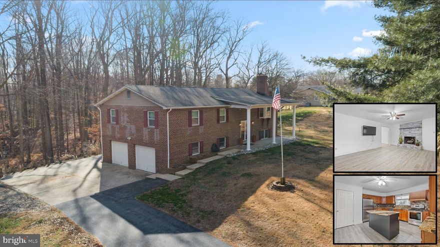 Welcome home to space, privacy, and freedom on 6+ beautiful acres in Dunkirk with no HOA. Set well off the road with generous distance between neighboring homes, this property offers a truly private, peaceful feel rarely found at this price point. The well-maintained two-level split foyer features brand new LVP flooring throughout the foyer and main level, fresh interior paint, and a bright, inviting layout ideal for both everyday living and entertaining.

The spacious living room is highlighted by a masonry fireplace, while the gourmet kitchen serves as the heart of the home with granite countertops, stainless steel appliances, warm wood cabinetry, and a large island perfect for hosting and gathering. A formal dining room opens to the back porch, creating seamless indoor-outdoor flow for entertaining or quiet evenings overlooking the acreage.

The upper level offers three light-filled bedrooms and two full bathrooms, finished in a fresh, neutral palette ready for your personal touch. The fully finished walkout lower level expands your living space with soft carpeting, a cozy second fireplace (freestanding wood stove), a full bath, and a dedicated laundry room—ideal for a recreation room, home office, or guest retreat.

Outdoors is where this property truly shines, with over six acres of open space, a back porch, ground-level patio, firepit area, and three storage sheds for tools, equipment, or hobbies. An oversized 29x24 side-entry garage and ample parking provide exceptional functionality. This is a rare opportunity to enjoy acreage, privacy, and flexibility—a home where you can slow down, spread out, and truly enjoy the space around you.