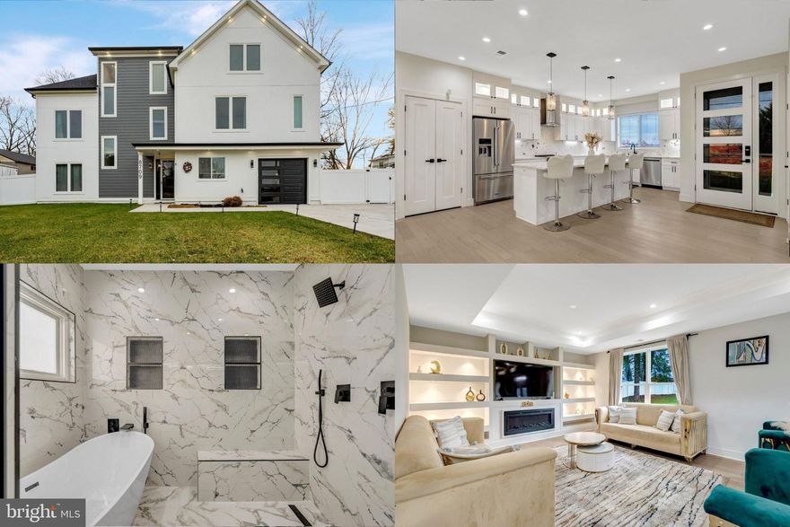 An architectural statement of contemporary luxury, this newly built 2024 home makes a striking first impression with an elegant double-door entry, setting the tone for the bespoke craftsmanship and refined design found throughout three impressive above-grade levels. Gracefully positioned on a generous half-acre lot, the home offers both presence and privacy, with a fully fenced rear yard designed for effortless outdoor living and a brand-new shed adding both function and charm. Step inside to discover a fully open-concept main living space curated for both grand entertaining and everyday comfort, elevated by custom, high-end finishes at every turn. A rare and thoughtful feature, the main level includes a private bedroom and full bathroom—ideal for main level living, guests, or desirable multigenerational living—seamlessly integrated without compromising flow or sophistication. The first upper level is devoted to rest and retreat, offering four generously proportioned bedrooms, each with its own bathroom access, creating a sense of privacy and hotel-inspired convenience for every occupant. The top level unfolds as an exceptional private sanctuary: a self-contained living space complete with bedroom, full bath, family room, and kitchenette—perfect as an executive suite, in-law retreat, or refined entertaining lounge. Designed with intention and executed with uncompromising quality, this exceptional residence offers space, versatility, and timeless elegance—an extraordinary opportunity to enjoy luxury living in a truly impressive home.