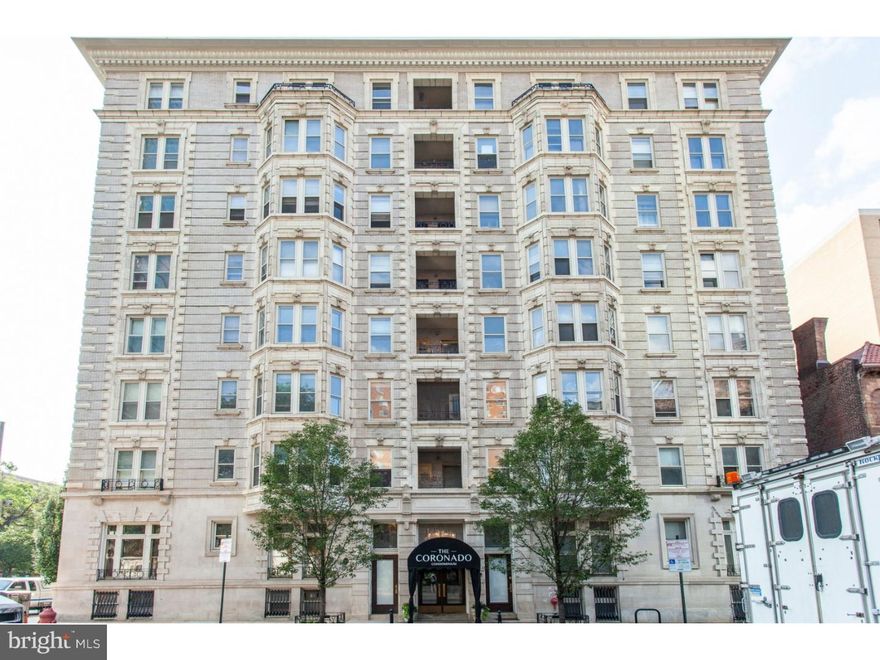 Beautiful spacious condo in Rittenhouse with gleaming hardwood floors, stainless steel appliances and washer/dryer combo and Central AC in the Pre-War style Conorondo Codominiums. At 22nd and chestnut, it's a perfect location within walking distance to Rittenhouse Square, award winning retaurants and cafes, public transit and 30th St station. One of the best values in Rittenhouse Square, this won't last long! Heat, A/C and water included (Tenant pays cooking gas and electricity for lighting). $500 move in deposit (refunded once moved in).