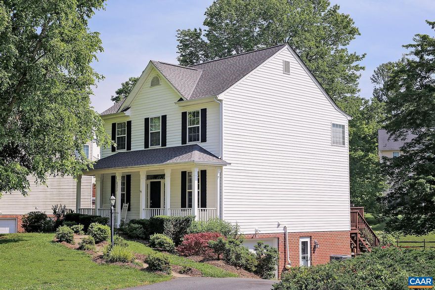 Located within the Chesterfield neighborhood of N. Albemarle, this pet-friendly 3 bedroom, 3.5 bath home is set along a quiet cul-de-sac and offers convenience to Rt 29, Hollymead Town Center, CHO Airport, UVA's Northfork, and Rivanna Station (NGIC/DIA/NGA). Downtown and UVA are a 9-11 mile drive away.  The inviting main level features hardwood floors, a formal dining room, and a study. The heart of the home is the updated kitchen, with ss appliances, granite counters and tile floors. Adjacent to the kitchen, the cozy living room offers large windows with views of the backyard, and a gas fireplace. A half bath and laundry area (w/d included) can also be found on the main level.  Upstairs, the primary suite boasts a vaulted ceiling, and a en-suite bath complete with a soaking tub and separate shower. Two additional bedrooms, ample closet space, and a full hall bath round out the upper level.  The finished basement offers a family room featuring built-in shelving, a full bath, and a mudroom with garage access. Enjoy outdoor living on the large deck, and a fantastic treehouse nestled in the fenced backyard. The home also features solar panels, which means you'll enjoy lower energy bills! One pet (50lbs max) is allowed with fees.