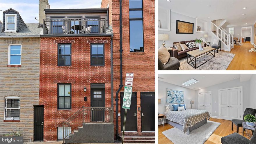 Incredibly convenient location and nearly 15 feet wide, this  is the Little Italy home you’ve been waiting for. Completely renovated in 2015 and incredibly well maintained, this beauty is move in ready for the next owner. Hardwood floors throughout the entire home coupled with an ingenious design which adds several windows through the center of the home, creates an open an airy feel throughout. On the main level you’ll find exposed brick, crown molding, and recessed lights. The central stairwell helps create defined spaces in the living and dining areas, while still maintaining an open concept main living area. The large kitchen features stainless steel appliances, granite countertops, a massive amount of storage, and a large island with a breakfast bar overhang. The upper level features 2 very nicely sized bedrooms with ample storage. A centrally located bathroom features a tub/ shower with subway tile surround, a large vanity with extra countertop space, and tile floors. The top level is home to the primary suite. The bedroom is spacious enough to have a sitting area and a king bed. The two large closets provides storage space rarely seen within the city. The sleek primary bathroom has a glass enclosed shower and double sink vanity. Outside of the bedroom door, you’ll find a flex space with a wet bar, that could be used as a lounge, TV area, entertainment space, or office. There is a private balcony that has fantastic views of Harbor East and Little Italy. The finished basement space is perfect for a summer work out area, rec room, or movie room. The utility room and large closet affords you extra storage space. Dual zone heating and air help keep the energy bills to a minimum. With full price offer, seller to include parking at the garage at the end of the block. Area has permit parking, which makes parking easier. Located blocks from Harbor East, Harbor Point, the Inner Harbor. Easy access to 83, Charm City circulator routes, bike lanes, bus routes, and the Shot tower Metro stop. Schedule your showing today!