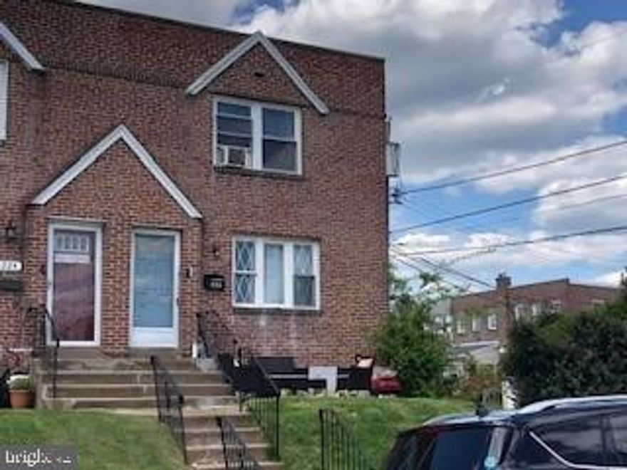 Three bedroom one bath end of row in Ridley School District.  Previously rented for $1,500.00 per month.  Currently vacant.  Newer kitchen with granite countertops.  Needs some cosmetics but priced accordingly.