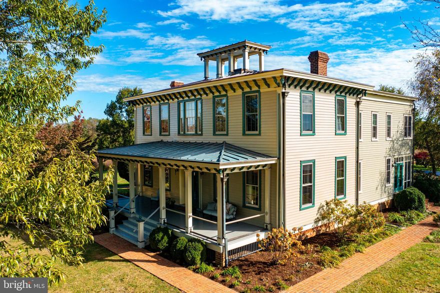 Gobbler Hill, circa 1858 with an addition built in 1989, sits like a jewel atop one of the highest points in Kent County. Listed on the National Historic Registry, the transitional architecture is an excellent example of late Greek Revival to early Italianate. The property consists of four parcels totaling over 65 acres. Wildlife abounds on the fields of native prairie grasses, wild flowers, woods, approximately 20 tilled acres and a large pond. Impeccable attention was payed to maintaining the historic character of both the interior and exterior. From the Lincrusta wall covering, 19th century faux wood finishing, plaster medallions, white and sugar pine wood floors and crown molding on the 11 ft. ceilings to the monumental copper roof, the thoughtful restoration is stunning. The newer addition beautifully blends into the original section adding modern conveniences and natural light. The library boasts black walnut bookshelves constructed by a local craftsman. Well maintained  grounds offer gardens, mature trees, a classic poured concrete in ground pool with inlaid tile and stunning views. This unique, lovingly restored piece of Kent County history is now looking for a new steward to guide it into its next chapter.
