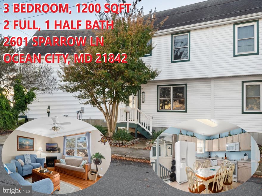 2601 Sparrow Ln, Mahi Landing Condominium #G, Ocean City, MD 21842 🌊🏠
Welcome to your perfect coastal retreat! 🏖️ This immaculate 3-bedroom, 2-bath, 1,200 sq. ft. two-story townhome offers the best of beach living with a touch of modern charm. Located in the desirable Mahi Landing community, this never-rented home boasts new hardwood floors and has been meticulously cared for, making it truly move-in ready. ✨ Deeded parking space for your convenience. 

Enjoy peace of mind with a complete HVAC replacement in 2024, ensuring year-round comfort and energy efficiency. ❄️🔥

Step outside to your fenced rear yard —perfect for private outdoor entertaining or simply enjoying the  breeze. 🌬️ Inside, you’ll find a bright, open living space designed for comfort and functionality. 🛋️

Take advantage of this home’s prime location just minutes from downtown Ocean City! 🛍️🍔 With easy access to Speed World, Jolly Roger Amusement Park, Dry Dock 28, and Pit & Pub, you’ll never run out of fun things to do. 🎢🎠 Plus, you’re just a short stroll from Ocean City's famous boardwalk and beach, where you can soak up the sun ☀️ and surf the Atlantic Ocean. 🌊🏄‍♂️

Whether you’re searching for a full-time residence or a relaxing getaway, this home offers the perfect blend of style, convenience, and low-maintenance living. 🌴 Don’t miss this incredible opportunity to own your slice of paradise!

Schedule your private tour today. 📅