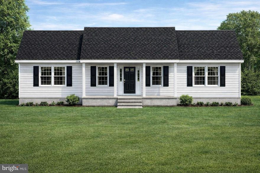 $5,000 Buyer Incentive available through May 30, 2026! Use it your way—toward closing costs, upgrades, or anything that fits your needs.
Brand-new ranch home set in a peaceful country location, offering the perfect blend of comfort and modern style. This thoughtfully designed home features three bedrooms and two full baths, built by sought-after local builder Alan Humes of Humes Construction, known for quality craftsmanship and attention to detail.

Step inside to an inviting open floor plan with a spacious living area showcasing durable luxury vinyl plank (LVP) flooring, seamlessly flowing into the kitchen and dining area—ideal for everyday living and entertaining. The kitchen is equipped with an appliance package, soft-close cabinetry, and beautiful granite countertops. The dining area features a sliding glass door leading to the backyard, bringing in natural light and offering easy outdoor access.

The owner’s suite provides a comfortable retreat with carpet, a private full bath featuring a double bowl vanity, walk-in shower, and a generous walk-in closet. Two additional guest bedrooms are nicely sized and share a full hall bath.

Additional features include a dedicated laundry room with washer and dryer hookups and LVP flooring. The home’s charming farmhouse-style exterior includes white vinyl siding, a black shingled roof, and classic black shutters for timeless curb appeal.

Situated on just under an acre in Sussex County, this property offers plenty of space for your lifestyle—whether it’s storing a boat or camper, starting an organic garden, or even raising free-range chickens.

Looking for a garage? A two-car garage option is available, bringing the total price to $384,900.

Conveniently located near Coastal Highway, making for an easy drive to the beaches of Lewes, Rehoboth, Dewey, and Ocean City. Enjoy nearby access to the Delaware Bay for fishing, crabbing, or simply relaxing by the water. Shopping, dining, and local pubs await in the charming and historic towns of Milford and Milton.

Electric service provided by Delaware Electric Cooperative.
