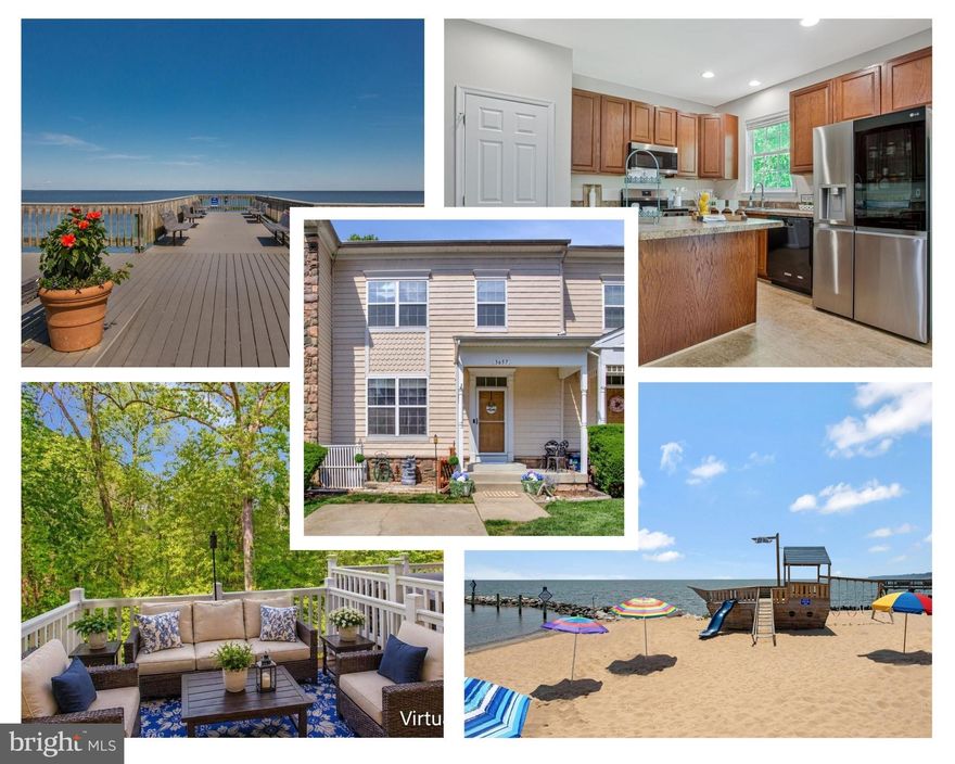 ✨ Enjoy highly rated schools and FREE ANNUAL BEACH PASSES with this BEAUTIFULLY UPDATED, MOVE-IN READY 3-level townhome in the charming waterfront town of North Beach. ✨ Offering 3 bedrooms, 3.5 baths, and a versatile bonus room in the walk-out basement, this home has been completely refreshed and shines throughout. ✨ A welcoming front porch adds curb appeal, while inside you’ll find FRESH PAINT throughout, in an on-trend light neutral color.  The TALL CEILINGS on the main level add to the spacious ambience.  The large living room features stylish LVP flooring and plenty of functional wall space. ✨ The EXPANSIVE KITCHEN offers abundant cabinet and counter space, a pantry closet,  an ISLAND with snack bar,  and a STAINLESS STEEL upgraded refrigerator (2024) and BRAND NEW stainless steel STOVE and microwave!  Sunshine streams into the adjacent dining area, via sliding glass doors that lead to a low-maintenance DECK OVERLOOKING PICTURESQUE WOODED OPEN SPACE—perfect for relaxing or entertaining. ✨ Upstairs, enjoy ALL NEW CARPETING and a stunning PRIMARY SUITE WITH VAULTED CEILING, walk-in closet, and a luxurious bath with soaking tub, separate shower, and double vanity. ✨ Two additional bedrooms with ample closet space share an updated hall bath. ✨ The upstairs laundry, with high-capacity washer and dryer (2022) is extra convenient and time saving! ✨ The walk-out lower level adds even more living space, featuring new carpeting on the stairs and in the big bonus room,  an updated full bath,  plus a spacious FAMILY ROOM with lovely LVP flooring and a decorative fireplace. (The electric fireplace no longer works, but there is room to retrofit the fire-box chase with another electric fireplace or gas fireplace in the future, if desired.)  Sliding doors lead to a patio and yard backing to HOA open space and woods.  ( One big bonus to note:  the HOA will mow the backyard as long as it remains unfenced!!)  ✨ Ideally located in the sought-after San Francisco by the Bay community, this home is approximately six blocks (.6 mi)  to the scenic bayfront boardwalk. Enjoy a walkable, small-town lifestyle with sandy beaches, restaurants, shops, parks, and a new public library with multiple decks overlooking the bay, all within easy commuting distance to Andrews AFB, Annapolis, and Washington, D.C. Don’t miss your chance—schedule your tour today!