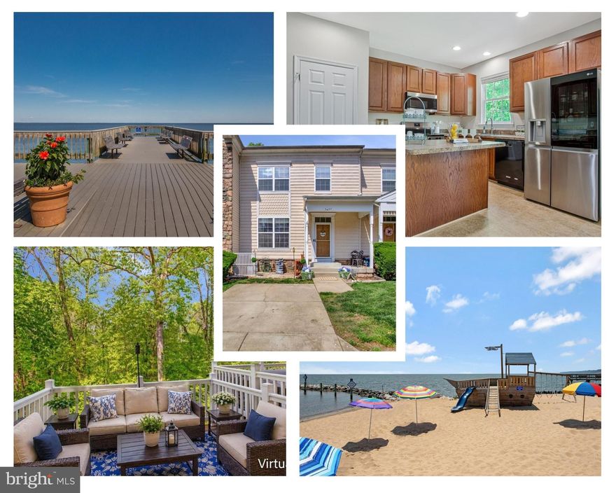 ✨ Enjoy highly rated schools and FREE ANNUAL BEACH PASSES with this BEAUTIFULLY UPDATED, MOVE-IN READY 3-level townhome in the charming waterfront town of North Beach. ✨ Offering 3 bedrooms, 3.5 baths, and a versatile bonus room in the walk-out basement, this home has been completely refreshed and shines throughout. ✨ A welcoming front porch adds curb appeal, while inside you’ll find FRESH PAINT throughout, in an on-trend light neutral color.  The TALL CEILINGS on the main level add to the spacious ambience.  The large living room features stylish LVP flooring and plenty of functional wall space. ✨ The EXPANSIVE KITCHEN offers abundant cabinet and counter space, a pantry closet,  an ISLAND with snack bar,  and a STAINLESS STEEL upgraded refrigerator (2024) and BRAND NEW stainless steel STOVE and microwave!  Sunshine streams into the adjacent dining area, via sliding glass doors that lead to a low-maintenance DECK OVERLOOKING PICTURESQUE WOODED OPEN SPACE—perfect for relaxing or entertaining. ✨ Upstairs, enjoy ALL NEW CARPETING and a stunning PRIMARY SUITE WITH VAULTED CEILING, walk-in closet, and a luxurious bath with soaking tub, separate shower, and double vanity. ✨ Two additional bedrooms with ample closet space share an updated hall bath. ✨ The upstairs laundry, with high-capacity washer and dryer (2022) is extra convenient and time saving! ✨ The walk-out lower level adds even more living space, featuring new carpeting on the stairs and in the big bonus room,  an updated full bath,  plus a spacious FAMILY ROOM with lovely LVP flooring and a decorative fireplace. (The electric fireplace no longer works, but there is room to retrofit the fire-box chase with another electric fireplace or gas fireplace in the future, if desired.)  Sliding doors lead to a patio and yard backing to HOA open space and woods.  ( One big bonus to note:  the HOA will mow the backyard as long as it remains unfenced!!)  ✨ Ideally located in the sought-after San Francisco by the Bay community, this home is approximately six blocks (.6 mi)  to the scenic bayfront boardwalk. Enjoy a walkable, small-town lifestyle with sandy beaches, restaurants, shops, parks, and a new public library with multiple decks overlooking the bay, all within easy commuting distance to Andrews AFB, Annapolis, and Washington, D.C. Don’t miss your chance—schedule your tour today!