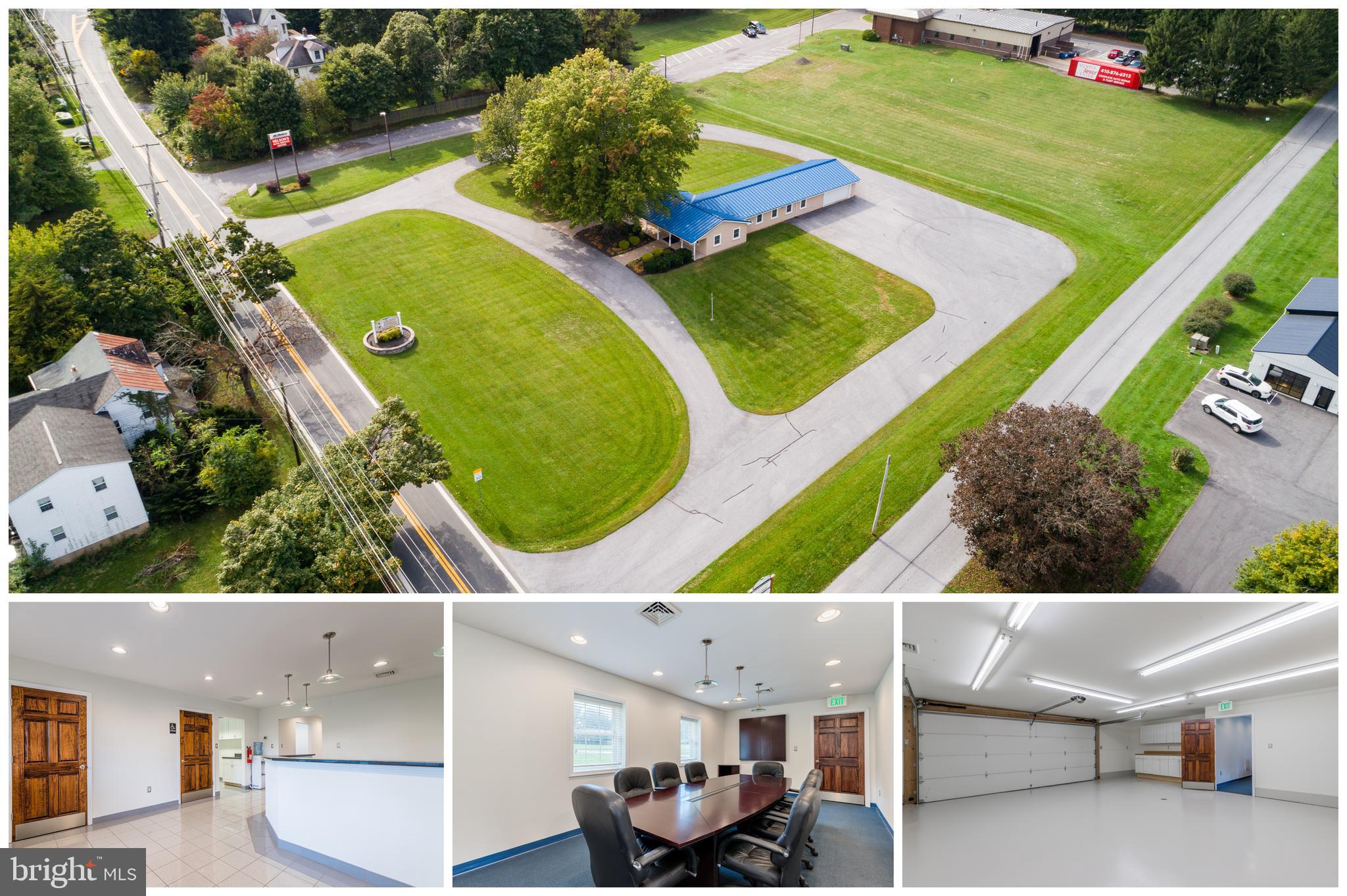 INCREDIBLE OPPORTUNITY TO OWN THIS 2,400+ SQ. FT. COMMERCIAL PROPERTY LOCATED ON 1.7 ACRES! Property consists of a reception area with a half bath, 3 large private offices, a work station, kitchenette, full bath, conference room, and a large attached garage - perfect for storing work vehicles or additional storage. There is ample off street parking including 2 designated handicap spaces. Conveniently located right off Rt 140 and centrally located between Westminster, Finksburg, and Hampstead. Also available for lease at $3,200/mo. Click on Virtual Tour to see a 3D walk through!