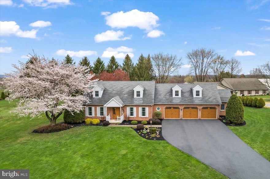 Captivating Custom Cape (2539 SF) with 3-car garage + separate workshop (1232 SF).  Nestled on a picturesque one-acre setting w panoramic countryside views. Discover a one-of-a-kind gem tucked in a peaceful rural setting.  Very low traffic. This meticulously maintained custom Cape Cod home offers timeless charm and standout features throughout. Brick front. Spacious 3-car garage includes an attached workshop—perfect for hobbyists, car enthusiasts, future pool house or extra storage. Step outside to your private oasis: a stunning hardscaped patio with a beautiful built-in fireplace and pergola, ideal for entertaining or quiet evenings under the stars.  Hot tub included. Spacious back yard for future pool or volleyball courts. Inside, the heart of the home is a kitchen w plenty of cabinetry with massive breakfast bar island creating a space for gathering, baking cookies or creating your favorite dinners. Major appliances included. Spacious formal dining room could also be multipurpose space for study, office or toy room. Family room  w area for additional everyday dining area. Main-level laundry room has door to backyard and easy access from garage. Half bath nearby too. Upstairs, the expansive owner’s suite impresses with a custom walk-in closet plus walk-in shower and generous space to unwind. With 3 bedrooms, 2.5 baths, and thoughtful touches throughout, this home offers both comfort and functionality. Spacious basement is unfinished (721 SF), a blank canvas for your finishing ideas.   Homes like this rarely come on the market.  (POSSESSION contingent upon sellers' new home completion expected in or about August 15.  (Possession changed to Aug 25 on April 25 in agent remarks + Agent notified).  The well is located in back yard near patio. Septic is to front of home near lamp post.  In past, volleyball court was between shed and workshop area. Request seller summary of improvements. The interior is gorgeous too and the 3-car garage, the workshop, the patio, the backyard are the icing on the cake.  Located in North Lebanon Township and within the highly regarded Cedar Crest School District (CLSD), this property offers easy access to shopping, dining, and schools.  Low traffic area yet minutes to everything! Commuting is a breeze, with Hershey Park and Hershey Medical Center just 20 minutes away, and Harrisburg, Lancaster, and Reading all within 30 minutes. Lebanon VA Medical Center and Well Span Hospital are a few miles away. Centered between Lebanon and Hershey areas. Very close to Lebanon Valley Community College & historic Annville. Professional & specialty medical suites within a few miles to west or east.  Philadelphia approx.  one hour away. Baltimore and New York City are all within a few hours’ drive.  Lovingly cared for by the original owner since it was built.  Don’t miss your chance to make it yours!