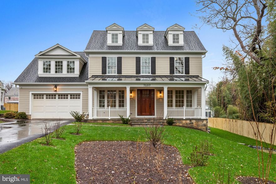 New "classic" Chevy Chase home built by Churilla Homes. Ideally located in a private setting on a 17,771SF lot. 7000SF of finished space on 3 lvls using best materials. 6BRs, 4FBas, 2HBas, front & rear porches, high ceilings, hw flrs, formal & informal entertaining spaces, lux MSte, Kit-Fam Rm, optional elevator, att 2 car garage. Steps to Brookville Market, Shepherd Park. OH Sun, 12/6, 1-4pm.