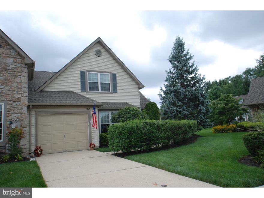 Magnificent Move-in-ready 3 BR 2.5 Bath End Unit with Sun Room in the bucolic 55+ enclave of Yorktown in Jamison Bucks County. Act fast before this one is gone. From the moment you enter, pride of ownership is evident throughout. This home features 9 foot ceilings which soar to 10 feet in the many rooms with tray ceilings. It also features gleaming hardwood flooring in the foyer and kitchen. The carpets and paint are like-new. Relax, knowing that the hot water heater and HVAC system were both recently replaced. The spacious eat-in kitchen features a beautiful tile backsplash, granite countertops, upgraded cabinets, newer stove, microwave, and dishwasher, and a triple window looking out on lush landscaping. Those windows along with all the other windows were replaced approximately 5 years ago. Downsizing into this home will be a breeze thanks to its abundance of storage including a huge 2nd floor utility/storage room. Guests will enjoy the large bedroom/full bath upstairs when they visit. There is even a security system to protect your castle and the monitoring is included in your very modest association fee. Off the beautiful sky-lit sun room is a large paver patio bordered by a lovely expanse of open space. In addition to all the great features inside this home, you are just a few feet from the well equipped club house and a stone's throw from the township park with its winding walking and biking trails. Lastly, this association has been very stable with its association fee only increasing $35/month over a ten year period!