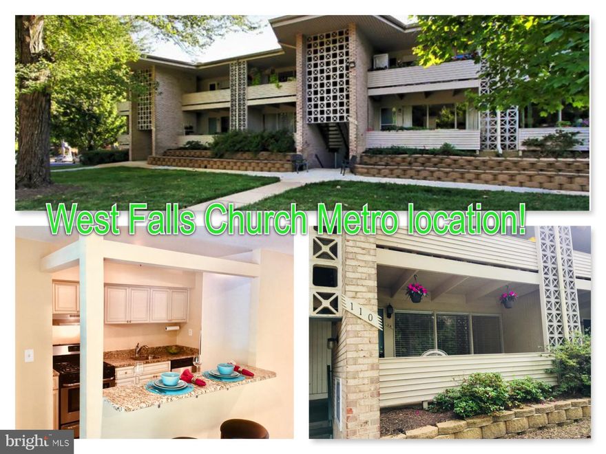 NEW FURNACE AND WASHER/DRYER! WELL-MAINTAINED AND UPGRADED: kitchen w/granite, electric, lights. LOCATION, LOCATION; walk to downtown, Giant, George Mason HS, 10 MIN to West Falls Church metro! Easy access to I-66 and DC! $445 MONTHLY FEE INCLUDES: water, gas, trash, parking etc. Comes w/additional storage, parking and nice big terrace/balcony! PARQUET WOOD FLOORING UNDER CARPET