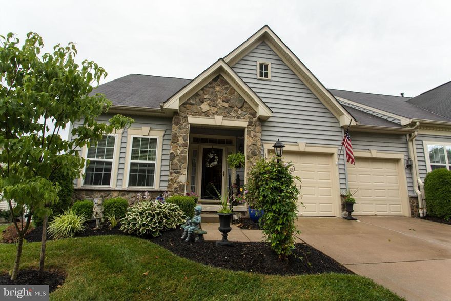 55 Active Adult community, dbl car garage, end of group. Lg open fl plan, master bedroom w/walk in closet and bath, w/garden tub.hardwood fls. dbl ovens,central vac, intercom, sunroom with gas fireplace, deck with remote canopy and low voltage lighting, hardscape patio with sitting walls. Finished lower level with bedroom and full bath, first floor laundry. Shows pride of Ownership.