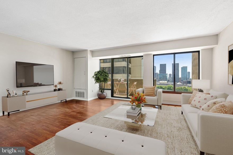 Welcome to Cityview Condominiums! This bright and spacious two-bedroom, one-bath unit with PARKING in the desirable North Tower offers incredible south-facing views from your own private balcony. With great bones and endless potential, this home is ready for your personal touch and updates.

Inside, you’ll find hardwood floors throughout, a generously sized living and dining area, and a sunny eat-in kitchen. Both bedrooms are spacious with ample closet space, and the large sliding windows bring in great natural light while offering easy access to your private outdoor space.

The monthly condo fee includes water, a heated pool, beautifully landscaped gardens, a 24-hour gym, concierge services, green space, and your own parking space (#251).

Cityview is ideally located just off the scenic Ben Franklin Parkway, one block from Whole Foods, Starbucks, fantastic restaurants, and world-class museums like the Art Museum, Rodin, and Barnes Foundation. Enjoy peaceful afternoons in the garden, a jog along Kelly Drive, or a quick stroll into Center City for shopping and dining. With public transit just steps away on Hamilton Street and easy access to all major highways, this is urban living at its finest.

Bring your vision and make this fantastic condo your own!