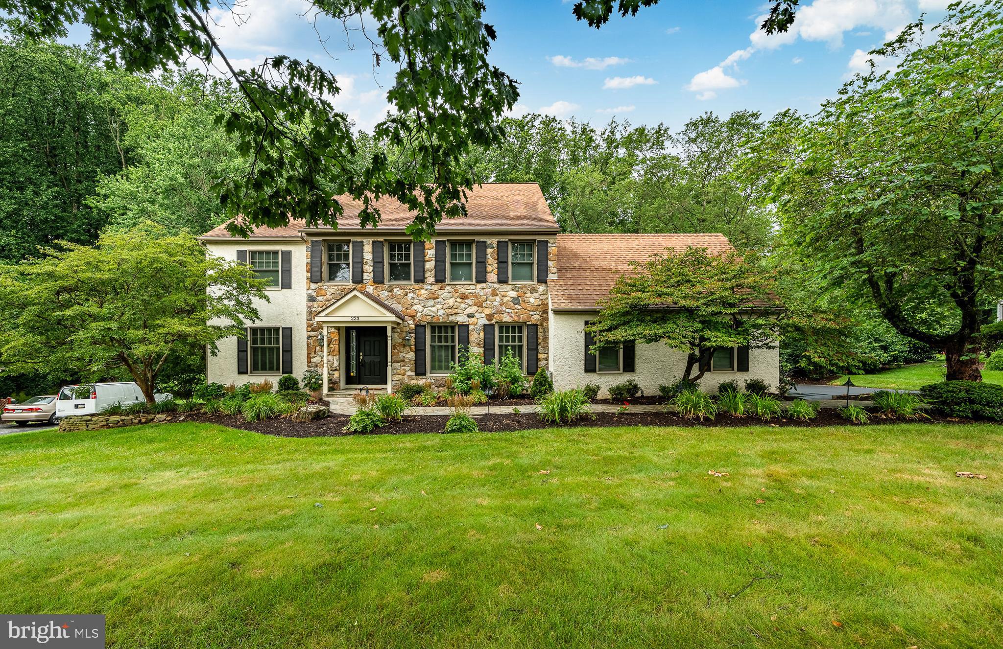 Enjoy a private setting with no visible rear neighbors due to the adjacent preserved land, your bucolic back yard views will never change! BEST LOT IN WHITE CHIMNEYS....
This elegant home spans approximately 5000 square feet of thoughtfully designed living space,
situated on an expansive 25,000-square-foot lot that offers ample privacy and tranquility.
As you step inside the entrance foyer, you will find a cozy living room, and formal dining room on one side adorned by a large bumped out bay window. Both rooms are oversized from the original floor plan as an upgrade. Don't miss His/Hers custom offices with cherry builtins. The kitchen is a Cook's dream, located in the heart of the home featuring sleek granite countertops, upgraded appliances, large island, plus eat-in-kitchen, and storage, including a spacious pantry. The open oversized family room has a cozy gas fireplace, vaulted ceilings, two skylights, ceiling fan, and French doors leading to the added on enclosed three season sunroom. Exiting from the kitchen or sunroom, you will find double, slated patios, a Sunsetter awning, and the garden oasis. The outdoor BBQ area offers a seamless extension of your living space- perfect for weekend grilling or sunset dinners. The primary en-suite is a true retreat, the amenities include an oversized bedroom flooded with natural light, large dressing area with countertops and sink, large walk-in closet and an additional closet for optimal storage. The bathroom is complete with a luxurious Jacuzzi tub, vanity, shower and two hand painted Murals.
This home features an additional three generous size bedrooms oversized from the original floor plan, each offering ample space and comfort. There is a whole house fan controlled on the second floor as well as two additional rooms off the fourth bedroom, one a walk-in closet; the other a large cedar closet plus x-tra storage, and please don’t forget the second floor walk-in laundry room. All of this additional space was added on as extra living space by the current owners. Explore the fully finished large lower level which is perfect for storage, at home gym, and entertaining. There is a private enclosed room- currently used as a wine cellar, featuring an original hand-painted mural. Also, located in the lower level is the large utility room with built-in shelving. This home hosts a security system, an exterior French drain, a Generac Generator....just to name a few. This basement is dry! This home has been lovingly maintained with new front landscape, a brand-new hot water heater, newer windows, roof, and HVAC system. Maintenance items completed, whole house paint, driveway sealed, garage floor and basement floor painted, If you're looking for a home that is move-in ready. 223 Cheshire Circle combines style and comfort effortlessly…and is ready to welcome you home!