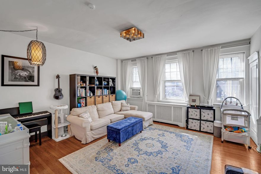 Bright and sunny 2 bedroom, 2nd floor apartment on one of Society Hill’s prettiest tree-lined blocks. This south facing apartment is across from the historic Old Pine Cemetery, so you will enjoy beautiful, open views with tons of sun. Excellent condition with nice character. Hardwood floors throughout. Dishwasher and washer/dryer. A+ location with a 99 WalkScore. Walk to all the great restaurants, cafes, and shopping of Society Hill, Old City, Washington Square, and all of Center City, including 2 blocks to the Head House Square Farmers’ Market. Heat and cold water included.