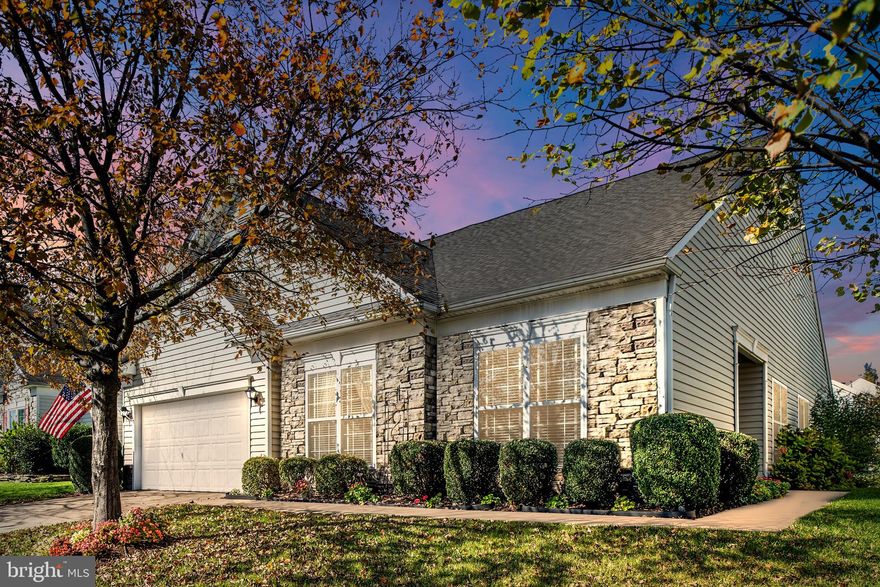 DREAM HOME ALERT!  Premier One Level Living!  You will see the attention to detail upon entering this gorgeous home.  The elegant foyer has sparkling wood floors and beautiful moldings.  The office has French doors and sparkling hardwoods too.  The Formal Living and Dining Rooms are a fabulous entertaining space with plenty of room for everyone.  The Kitchen has Stainless Steel Appliances and Gas Cooking for the Chef.  The Kitchen is Sunny with Plenty of Counter Space and Overlooks the Family Room with Warm and Inviting Fireplace and Stamped Concrete Patio with Gas Hook Up for Grill and Retractable Awning.  The Spacious Master Suite has Sparkling Wood Floors and a Walk In  Closet.  The Luxurious Master Bath offers a Jetted Tub, Vanity with Double Sinks and Glass Shower Enclosure.  There is a 2nd Spacious Bedroom and 2nd Full Bath.  The Laundry Room has a Deep Sink for Convenience.  Ample Room in the 2 Car Garage for Storage.  The Resort Style Community of Falls Run offers a Community Clubhouse, Activities, Indoor and Outdoor Pools, Hot Tub, Security Gate, Tennis, Billiards, Party Room and so much more!!!!