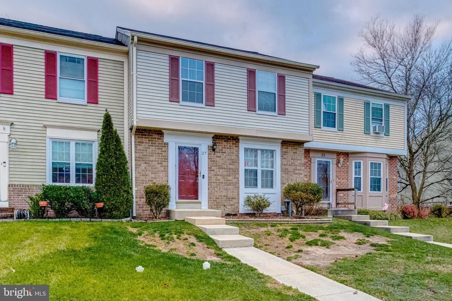 Welcome to this 3 bedroom, 1.5 bath three story townhome in Nottingham just minutes away from White Marsh Mall, tons of shopping and dining destinations and I-95.  The home is also within very short walking distance to the local elementary school.  This house has NO HOA.  Enter in through the front door to a main level with vinyl plank flooring throughout, a hallway with a powder room leads to the kitchen.  On the left is a living room which circles into a formal dining room and then back into the kitchen.  Doors off of the dining area lead to the rear deck which overlooks the fully fenced backyard.
The second floor is fully carpeted and has three bedrooms including a large primary suite with its own vanity area and a jack and Jill bathroom that connects the primary to the main hallway.  The basement is fully finished and only needs flooring to complete it, it has a large living area with a wood burning fireplace, and a storage/laundry room.  This house is move in ready and waiting for you, come see it today!