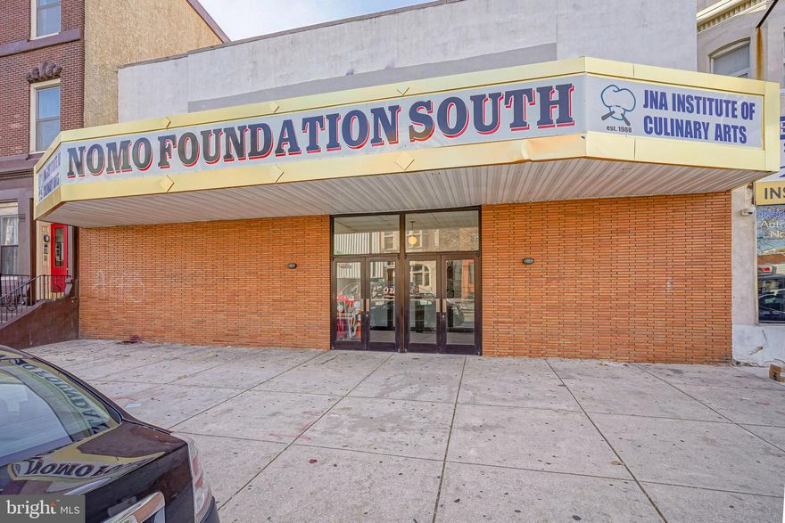 Amazing building  with the lot size 49 x 120 on South Broad Street in a developing neighborhood with a  sizable building 17,200 Square feet and could allow for flexible reuse or redevelopment. Historically thios building was known and Dante Theatre and now is currently a culinary restaurant school. First floor open floor plan with the capacity of 300-350 people and a  commercial kitchen with all the amenities. 
Second floor set up as Educational and kitchen facilities with classrooms, and large rear lounge for students.
This property 8681 lot size square feet,  Street to Street with rear entrance , walking distance to center city, Passyunk Square,  Italian market area, supper markets, shopping, restaurants, ect....
Current zoning CMX2.