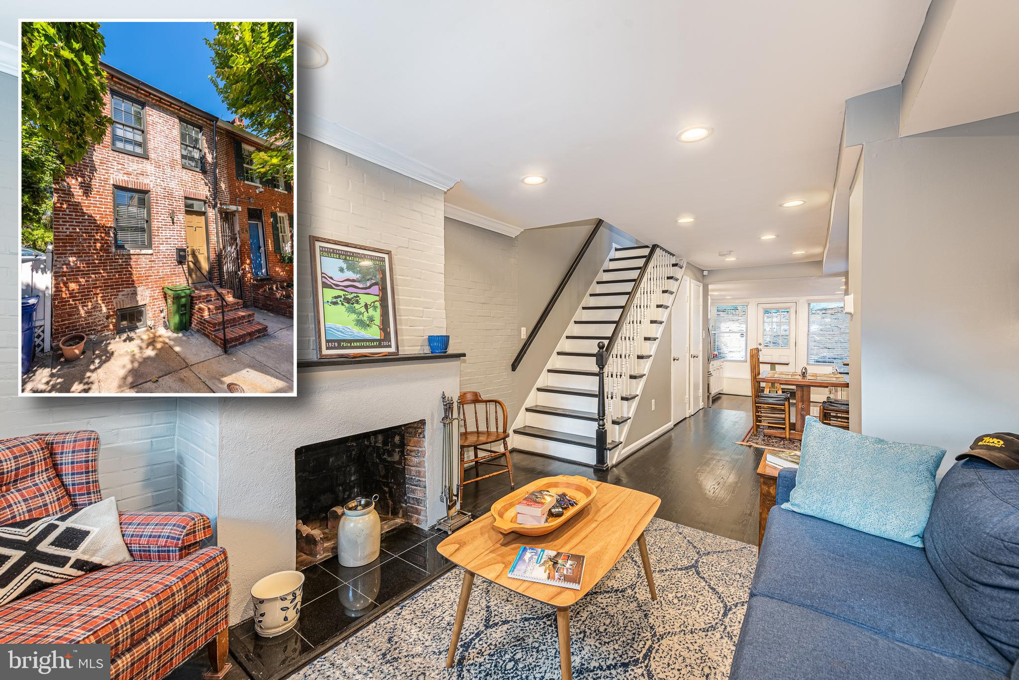 CREATIVELY DESIGNED END OF GROUP ROWHOME LOCATED IN THE HEART OF HISTORIC MOUNT VERNON! Features include tons of natural light, gleaming hardwood floors, and inviting living room with a decorative fireplace, a separate dining area, main level half bath, and a sleek, gourmet kitchen with tons of cabinet space, ss appliances, & granite counters, upper level with 2 generously sized bedrooms - 1 with a private balcony, and a full bath with a whirlpool tub, full unfinished basement with laundry area that's perfect for storage, and a private rear patio! The adjacent parking lot has spaces for rent. Amazing city location - walking distance to tons of premiere restaurants and shopping and convenient to Penn Station, 83, & downtown Baltimore!