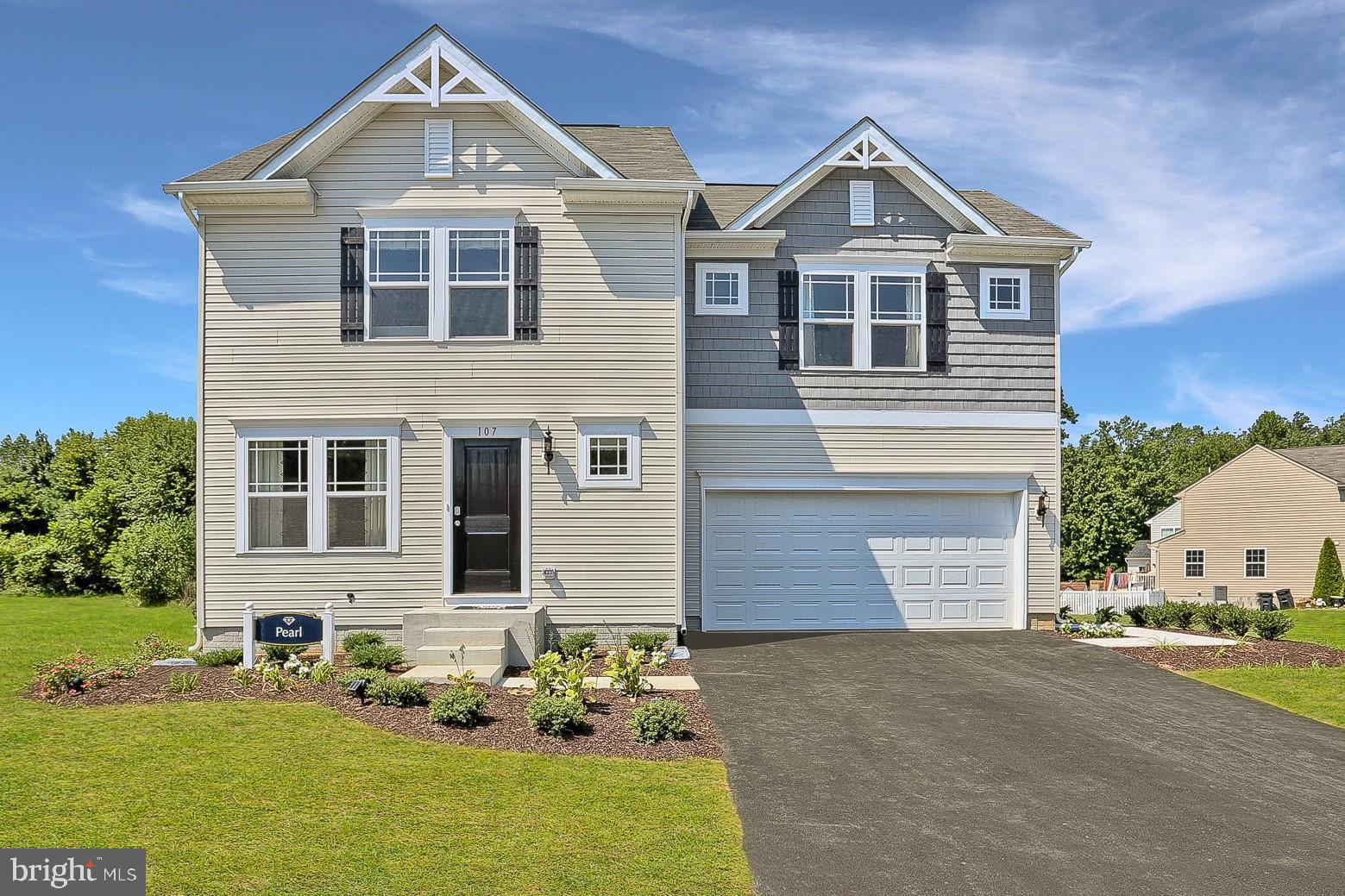 The Pearl home design is a single-family home, from our signature Gem Series, with 4 bedrooms, 2.5 baths, and a 2-car garage. As you walk in the first floor is an expansive living area with an open floorplan of the great room, kitchen, and breakfast nook. A wide glass sliding door provides an abundance of natural light giving the breakfast nook an airy and fresh atmosphere. As you climb up the stairs to the second floor you find a generous owner's suite with a walk-in closet and a bathroom with a shower and private water closet. The owner's suite shares the level with three additional bedrooms, a laundry closet, and a full hall bath.
