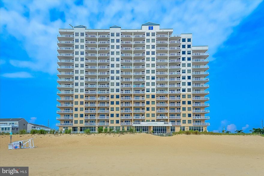A unique opportunity to own direct oceanfront in the Gateway Grand in Ocean City, MD.  The stunning F-Style floorplan offer a modern open floorplan with a great room spanning the width of the condo with views of the Atlantic Ocean.  This private condo has never been rented and seldomly enjoyed by the current original owners of the property.  Delivering unfurnished (furniture and decor in photos has been removed), the new owners can decorate and furnish however they like.  Get creative or hire your own interior designer to make this home your own.  Custom millwork already dazzles the walls in the primary bedroom and main hallway.  A designer glass tile backsplash adorns the kitchen walls reflecting the fabulous sunrise each morning.  Two wall mounted TVs are included in the living room and primary bedroom.  The Gateway Grand is Ocean City's finest midtown high rise building featuring heated indoor and outdoor pools, high speed elevators, additional deeded beach storage units, a staffed front desk, professional onsite maintenance, professional onsite management, owner's lounges, a secure grand oceanfront lobby, a parking garage with electric car chargers and elevators, a kid's club room, and state of the art fitness center.  This building is a must see if you are looking for luxury at the beach!