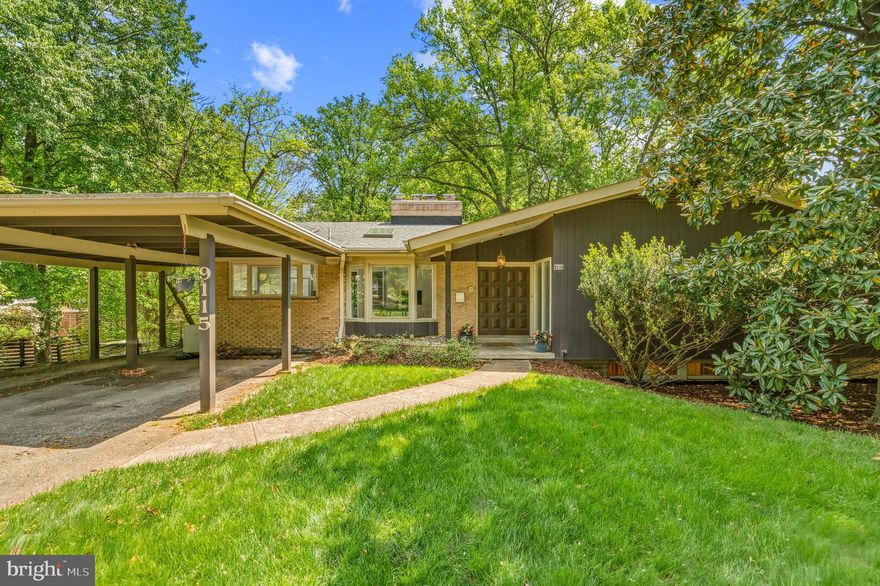 Some homes are built to sell. This one was built to last a lifetime — and it has.

Designed and built in 1958 by acclaimed mechanical engineer Fredrick G. Williams as his own personal residence, 9115 Levelle Drive is a testament to a level of intentional, uncompromising craftsmanship rarely seen today. Every proportion, sight line, and material choice reflects the vision of a man who knew exactly what he was doing — and who was building not for the market, but for his family. Now offered for only the second time in its history, this is a once-in-a-generation opportunity to steward a true original.

Set on nearly an acre (.89 acres) in one of Chevy Chase’s coveted enclaves and positioned at the end of a quiet dead-end street, the property unfolds with a sense of privacy and arrival. Mature trees and gardens — lovingly tended over decades — frame the home and yard,creating beauty across every season.

The architecture is quintessential mid-century modern: clean horizontal lines, an effortless connection between interior and exterior, and an atmosphere of calm, purposeful elegance. Expansive floor-to-ceiling windows flood the home with natural light and draw the landscape in, reinforcing the sense of openness and retreat. At the heart of it all, a monumental fireplace surrounded by Pecky Cyprus wood which commands the main living space — the kind of architectural anchor that draws people together and defines a room. It isn't a feature. It's the soul of the home.

With five bedrooms and three full bathrooms and over 3900 square feet, the layout is as generous as it is thoughtful. The main levels offer gracious, light-filled living, while the walk-out lower level opens up an entirely separate world of possibility: two generous bedrooms, a full bathroom, a sprawling family room, a dedicated office, and a laundry room — with room left over to imagine. Guest suite, au pair quarters, creative studio, or home gym — the lower level adapts to the life you want to live.

Outside, a swimming pool anchors the rear grounds, inviting long summer afternoons and effortless entertaining surrounded by the privacy of tall trees and mature plantings. A two-car carport and additional driveway provide ample, easy parking — practical notes to a property that has thought of everything.. Overlooking a green lawn rather than a street, the only passersby are on foot or bicycle.

To own 9115 Levelle Drive is to join a remarkably short line of custodians — just two families before you. The stories held within these walls, the care layered into these gardens, the integrity engineered into every beam: all of it passes to you.

Homes like this don't come back around. This one is ready for its next chapter.