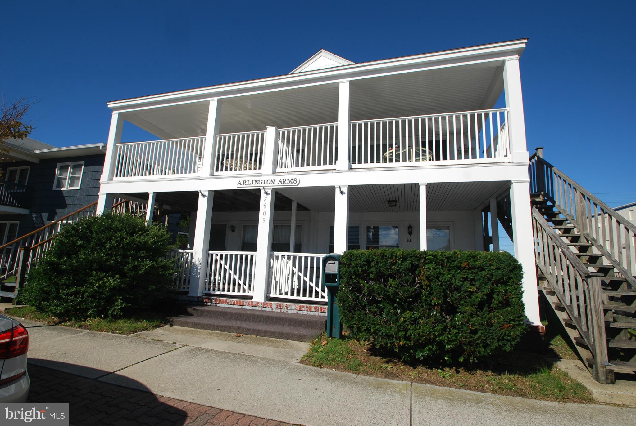 Charming cottage style ocean side 3 bedroom condo just steps to the beach and Boardwalk on 26th St. A must see! Well cared for & never rented, with single owner that enjoyed the unit ALL SEASONS. Large front deck & outside storage. Very affordable 3 bedroom, 2 bath condo with annual condo fees $2,000. Smaller 4 unit building that has been well maintained with recently painted exterior.