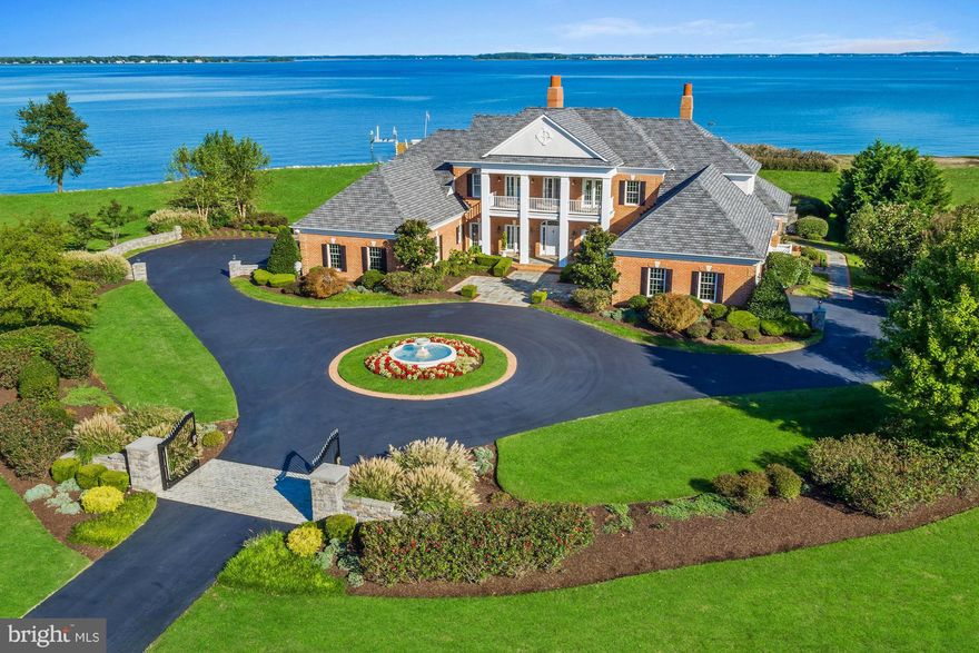 Captivating, Palatial Georgian manor, with stunning design and spectacular entrance! Wall of glass looking over the wide open bay,  & incredible sunrises.  Great attention to details & finishing's trough out. Two double sided fire places,  gourmet gleaming kitchen, wine cellar, heated salt pool,out door kitchen, pier boat lift & much more. Less than 1 hour to DC & BWI airport. Luxury at it's best.